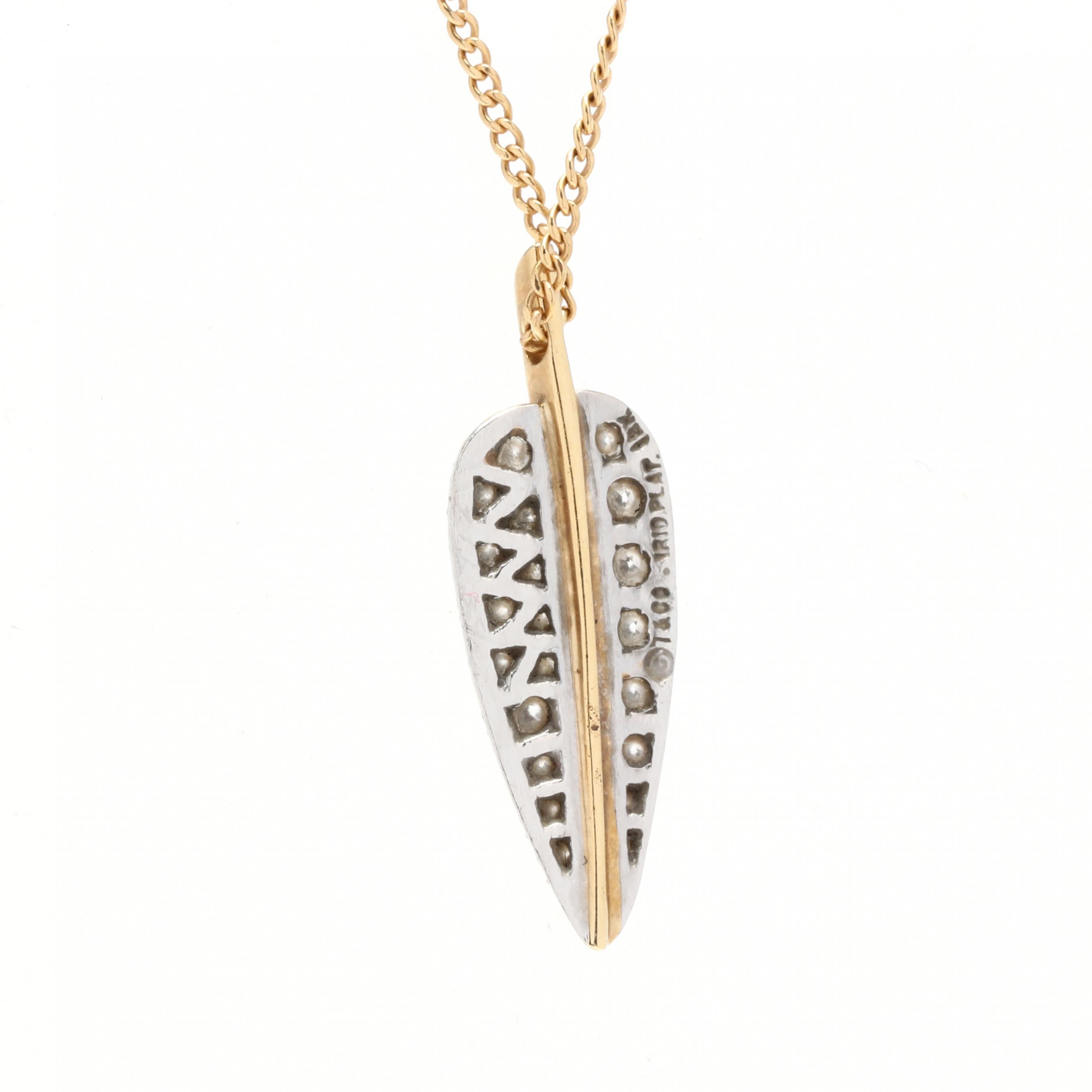 Gold, Platinum, and Diamond Feather Necklace, Angela Cummings for 