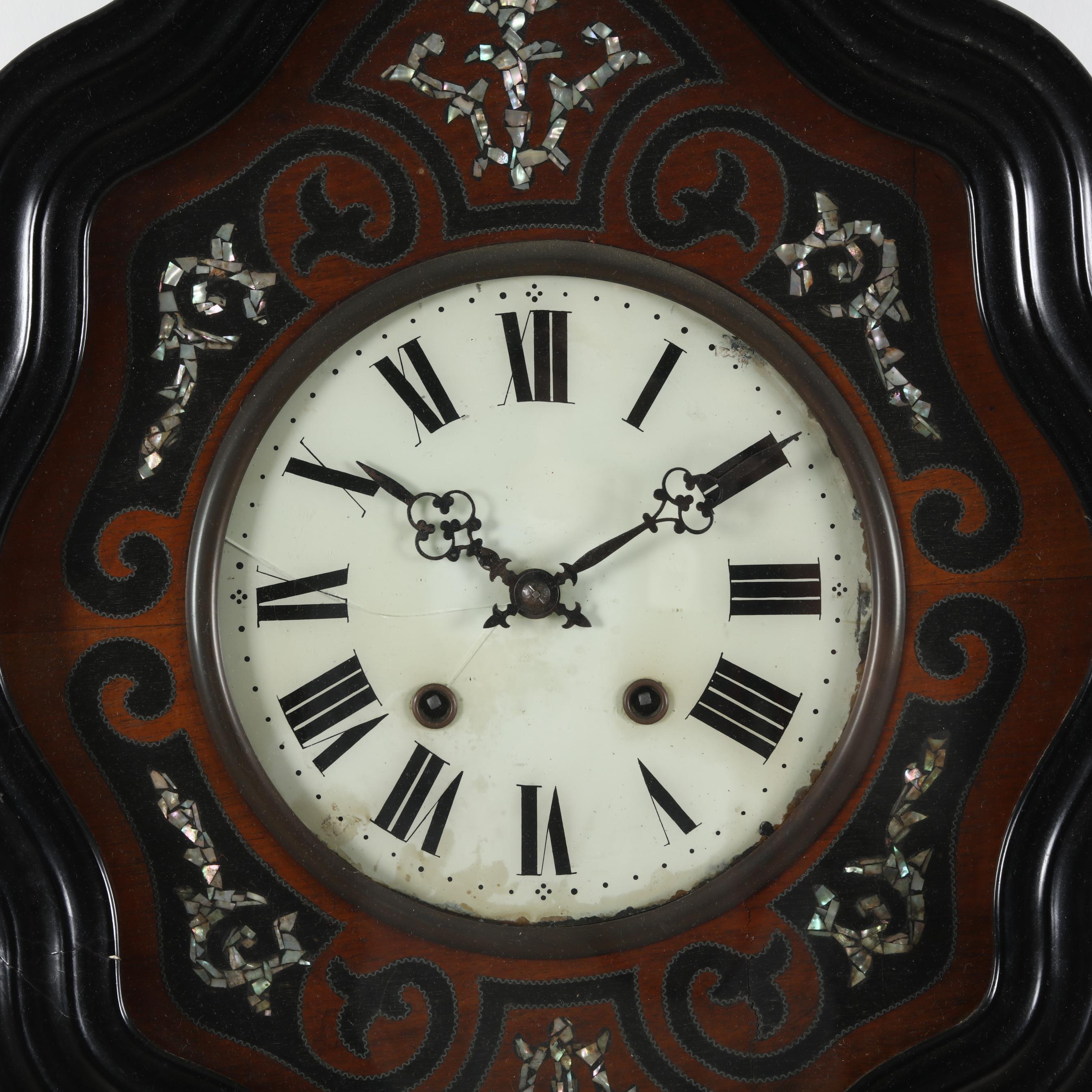 19th Century French Mother of Pearl Inlaid Wall Clock (Lot 1396