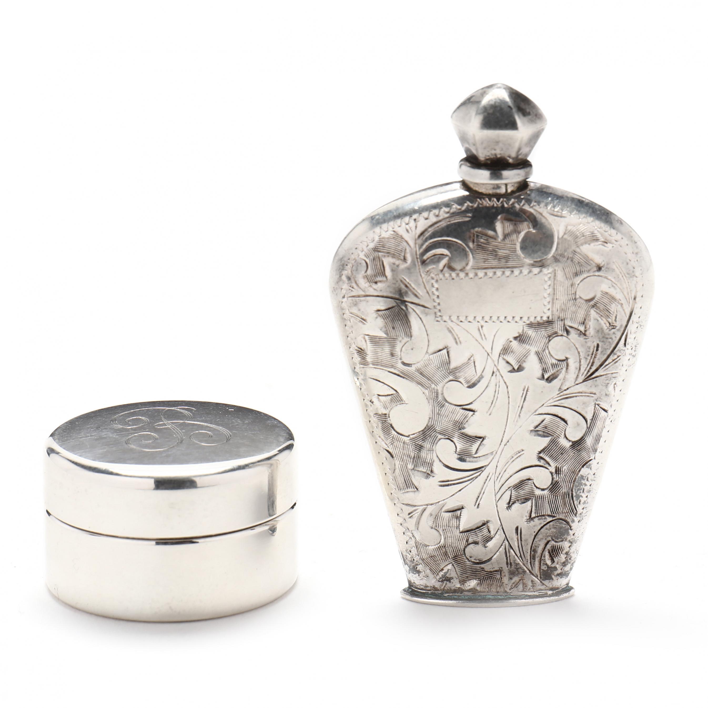 Tiffany & Co. Sterling Silver Pill Box and .950 Fine Silver Scent