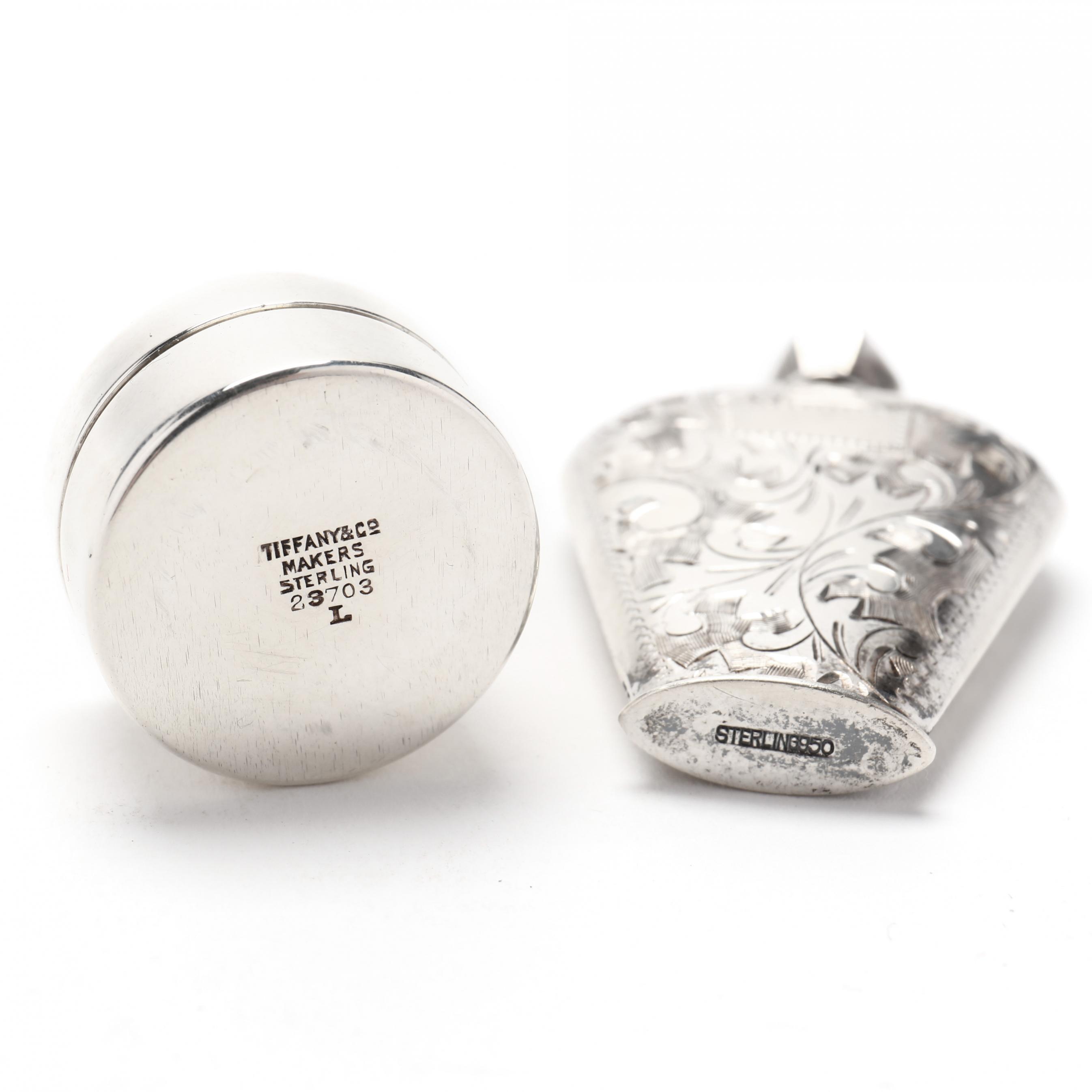 Tiffany & Co. Sterling Silver Pill Box and .950 Fine Silver Scent
