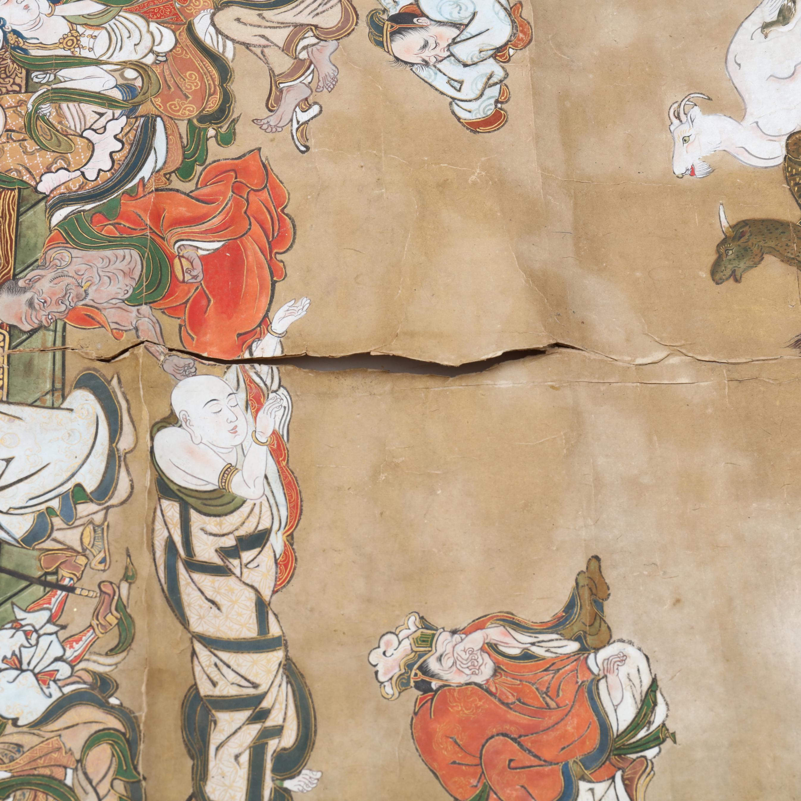 A Large Japanese Painting of the Death of the Buddha Nehan-zu 涅槃
