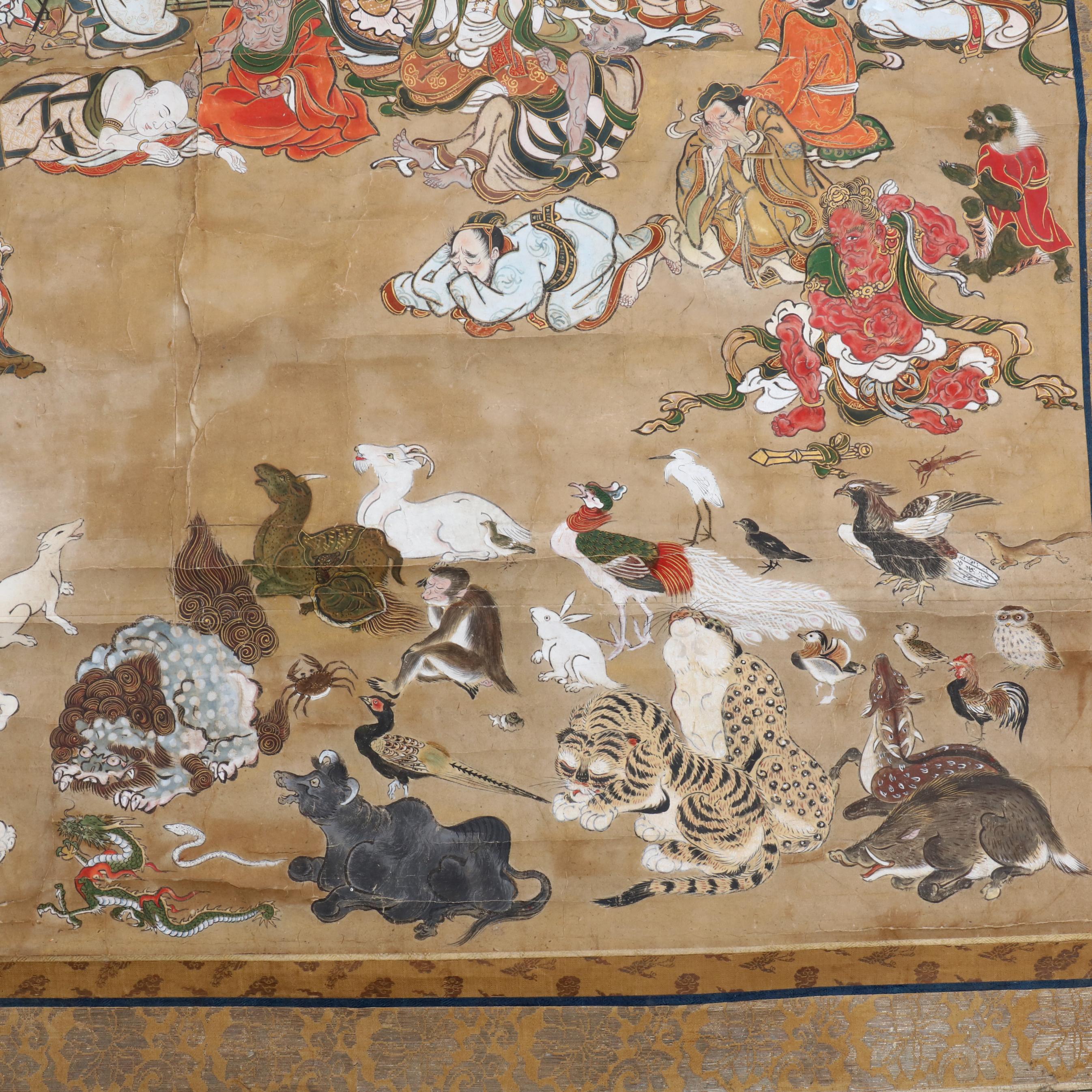 A Large Japanese Painting of the Death of the Buddha Nehan-zu 涅槃