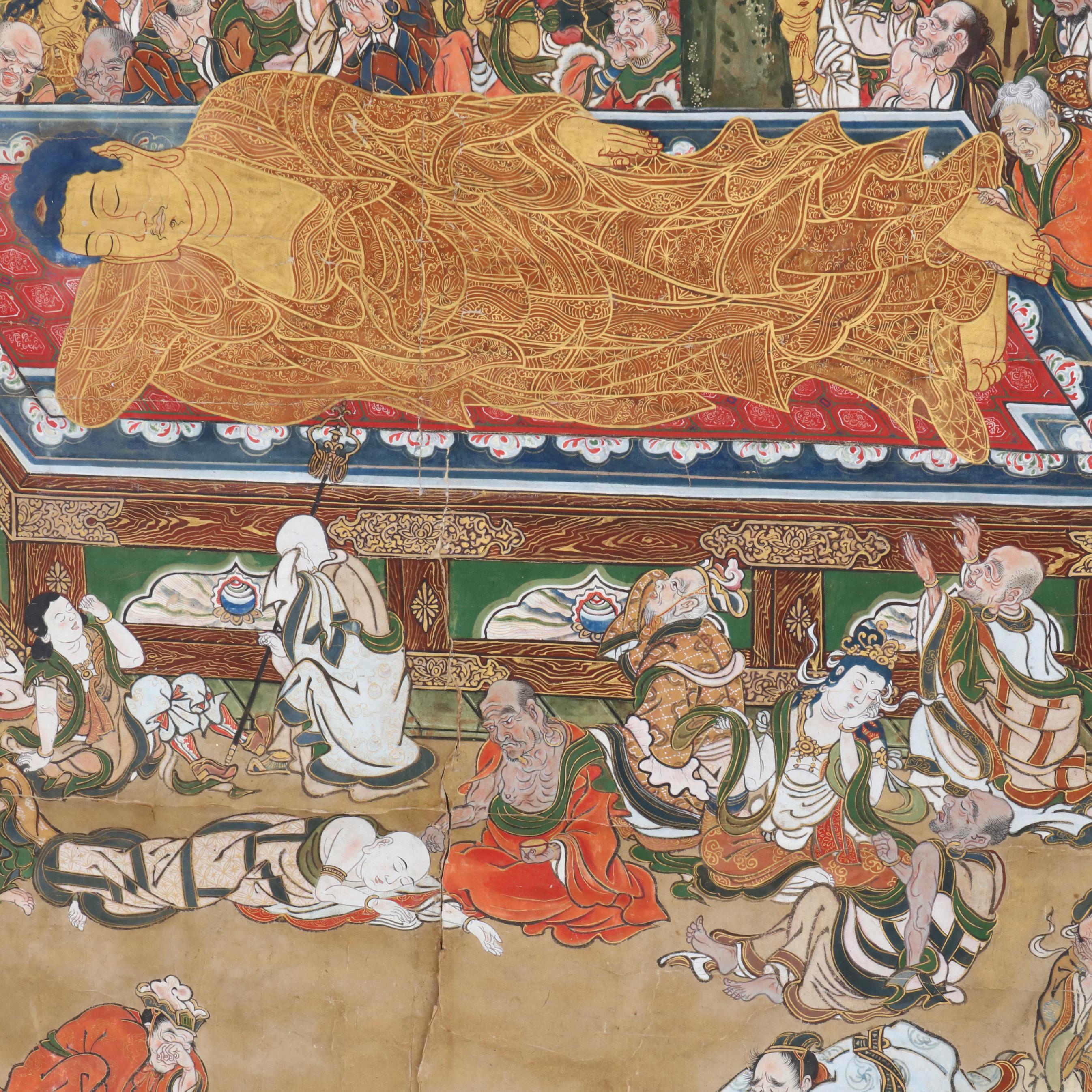 A Large Japanese Painting of the Death of the Buddha Nehan