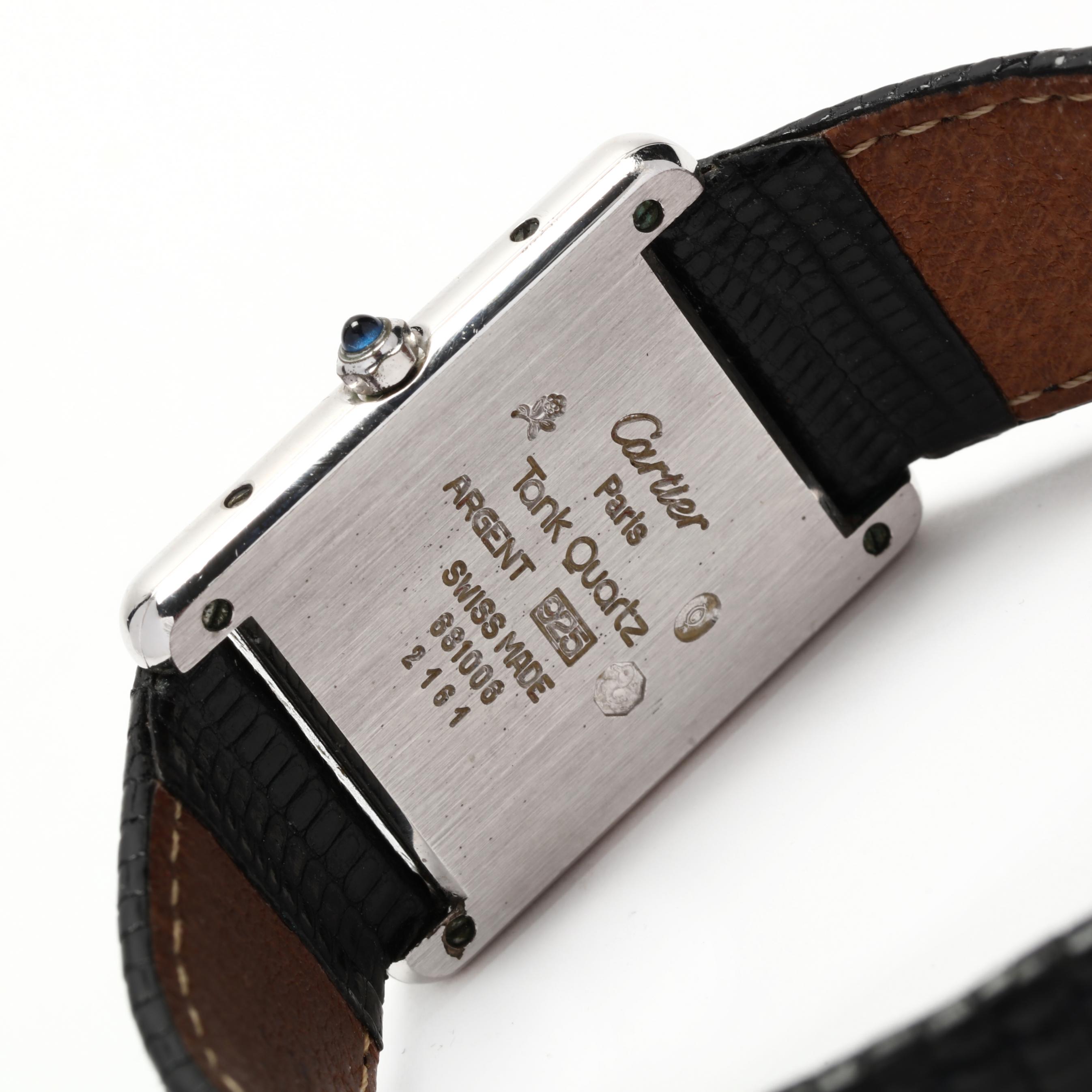 Sterling Silver Tank Watch, must de Cartier (Lot 1106