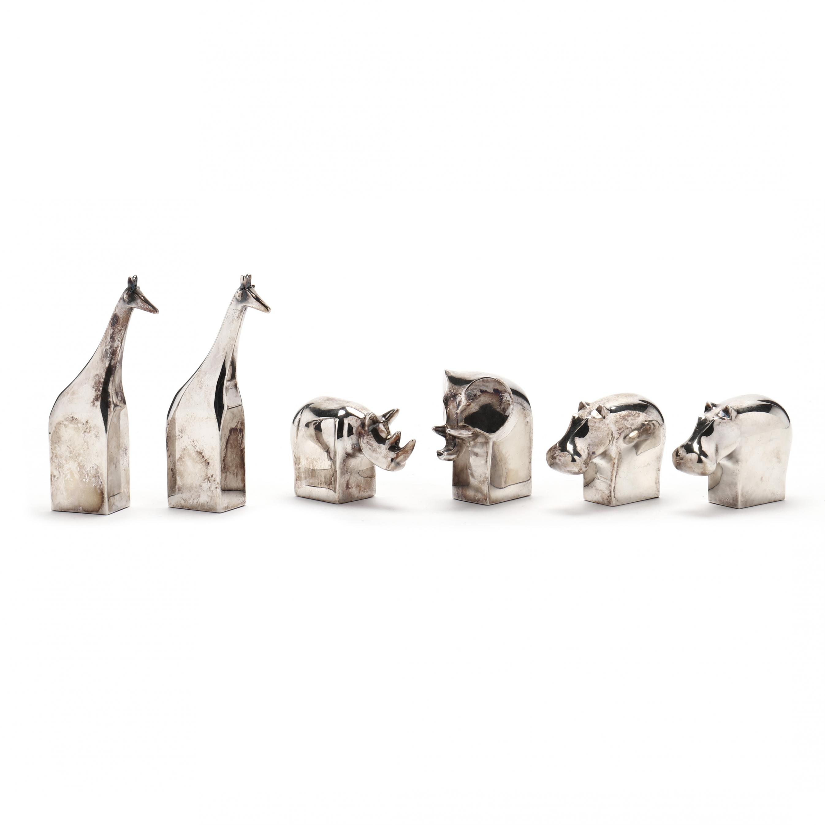 Gunnar Cyren for Dansk, Six Silverplate African Animal