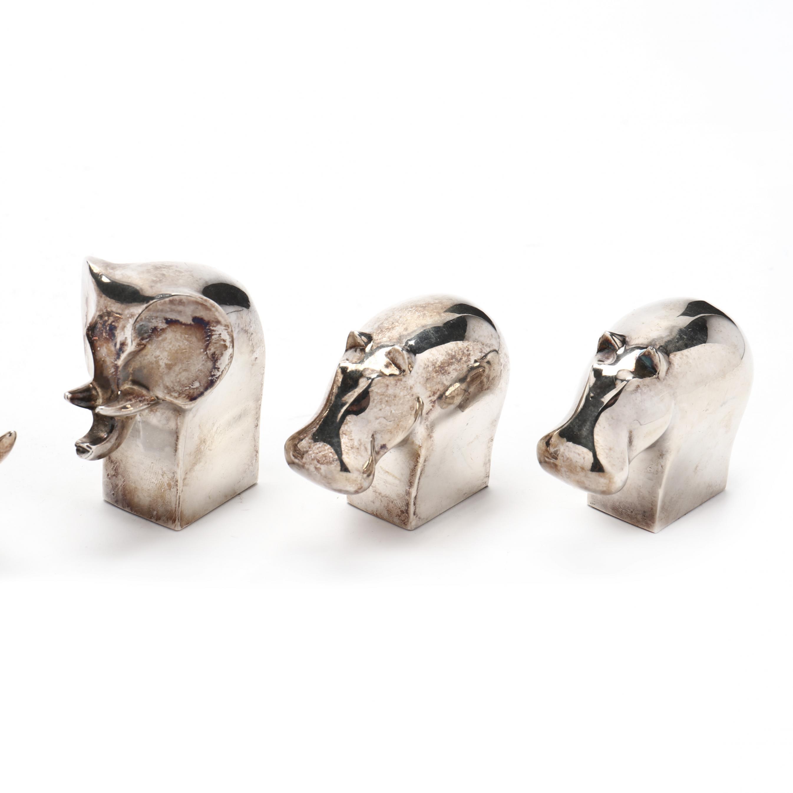Gunnar Cyren for Dansk, Six Silverplate African Animal Gunnar Cyren for Dansk, Six Silverplate African Animal