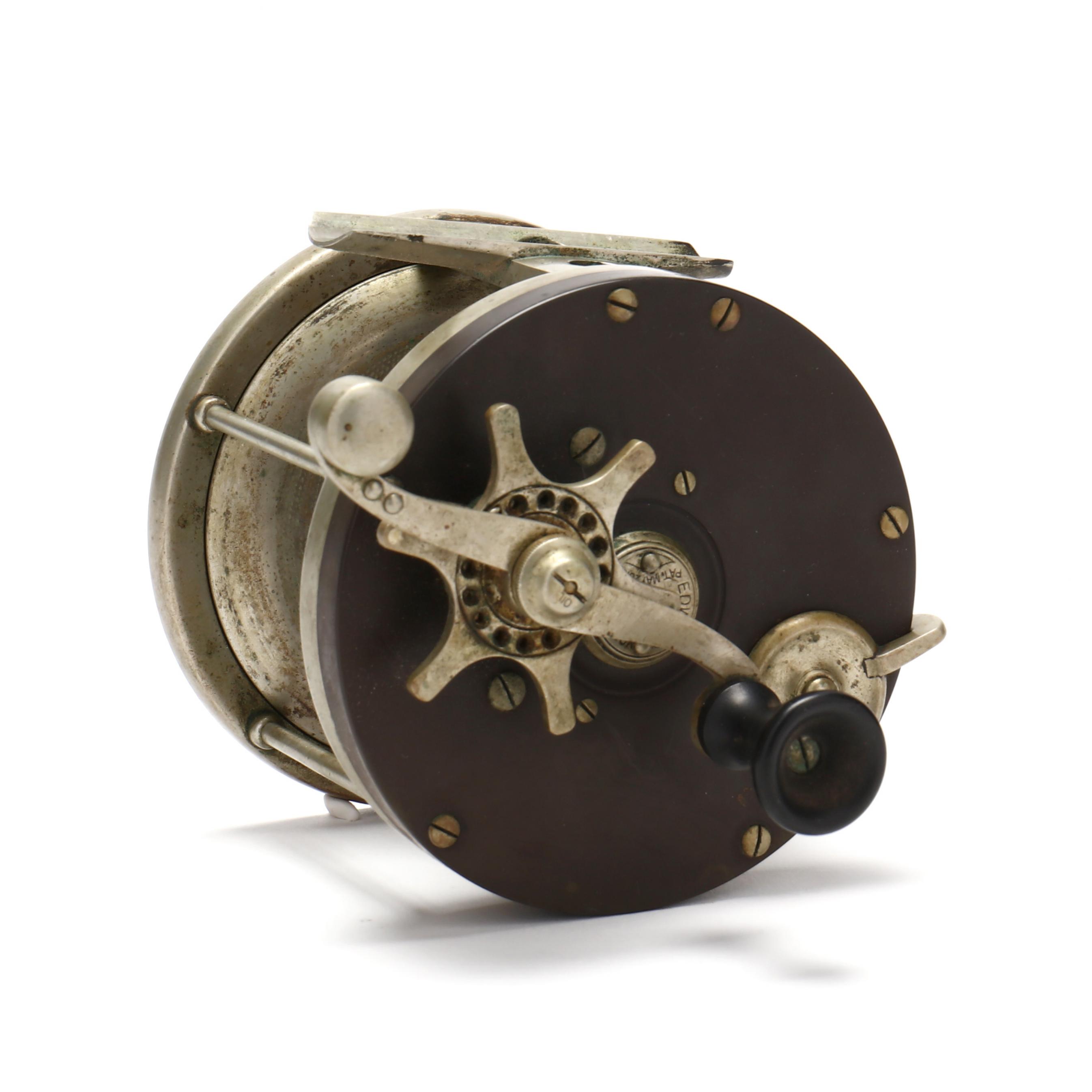 edward vom hofe fishing reels Antique No. 504 TOBIQUE 2/0 SALMON FLY REEL + LEATHER Get A Grip & More Edward vom Hofe Salmon Reel