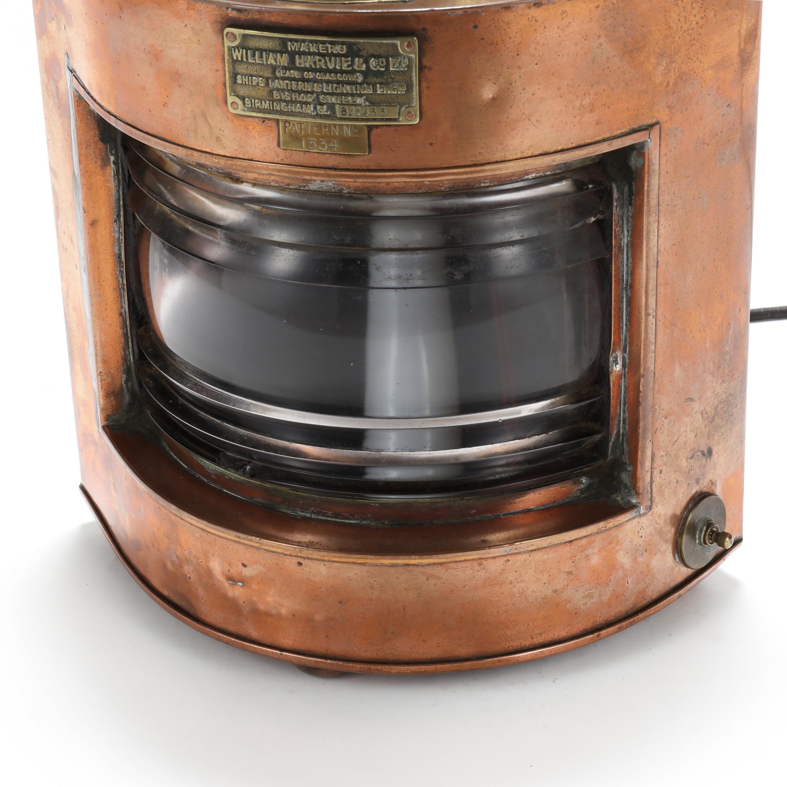 Ship's Starboard Light Converted to a Table Lamp with Seth Thomas