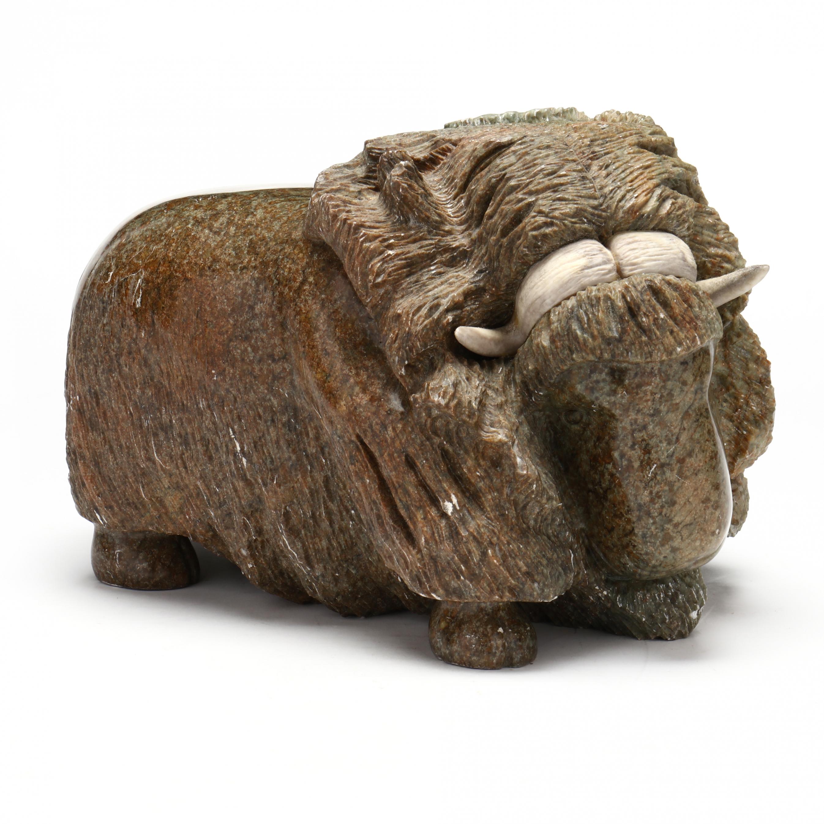 Fred Iyak Trimble (Inuit, b. 1961), Carved Stone Musk Ox