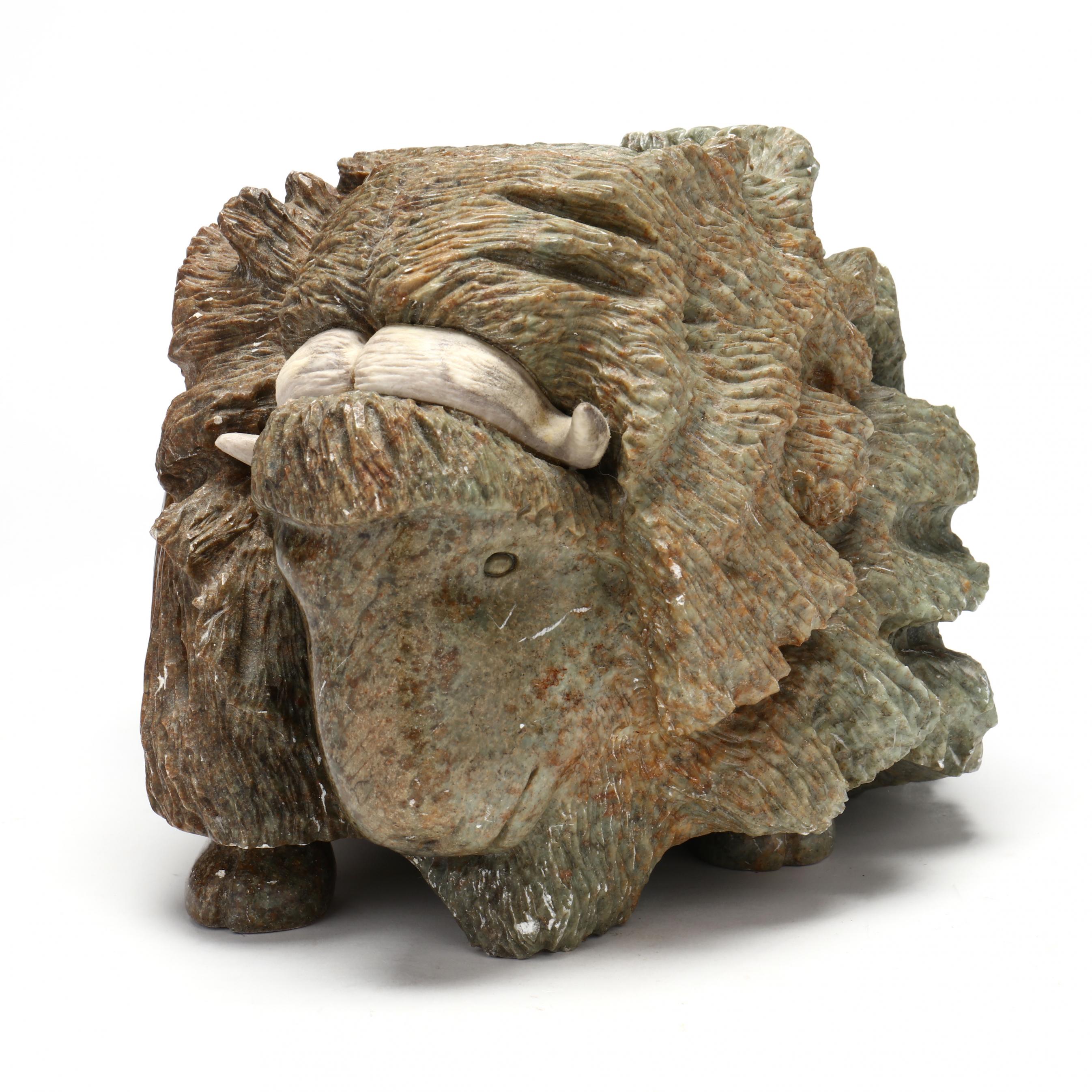 Fred Iyak Trimble (Inuit, b. 1961), Carved Stone Musk Ox (Lot 1201