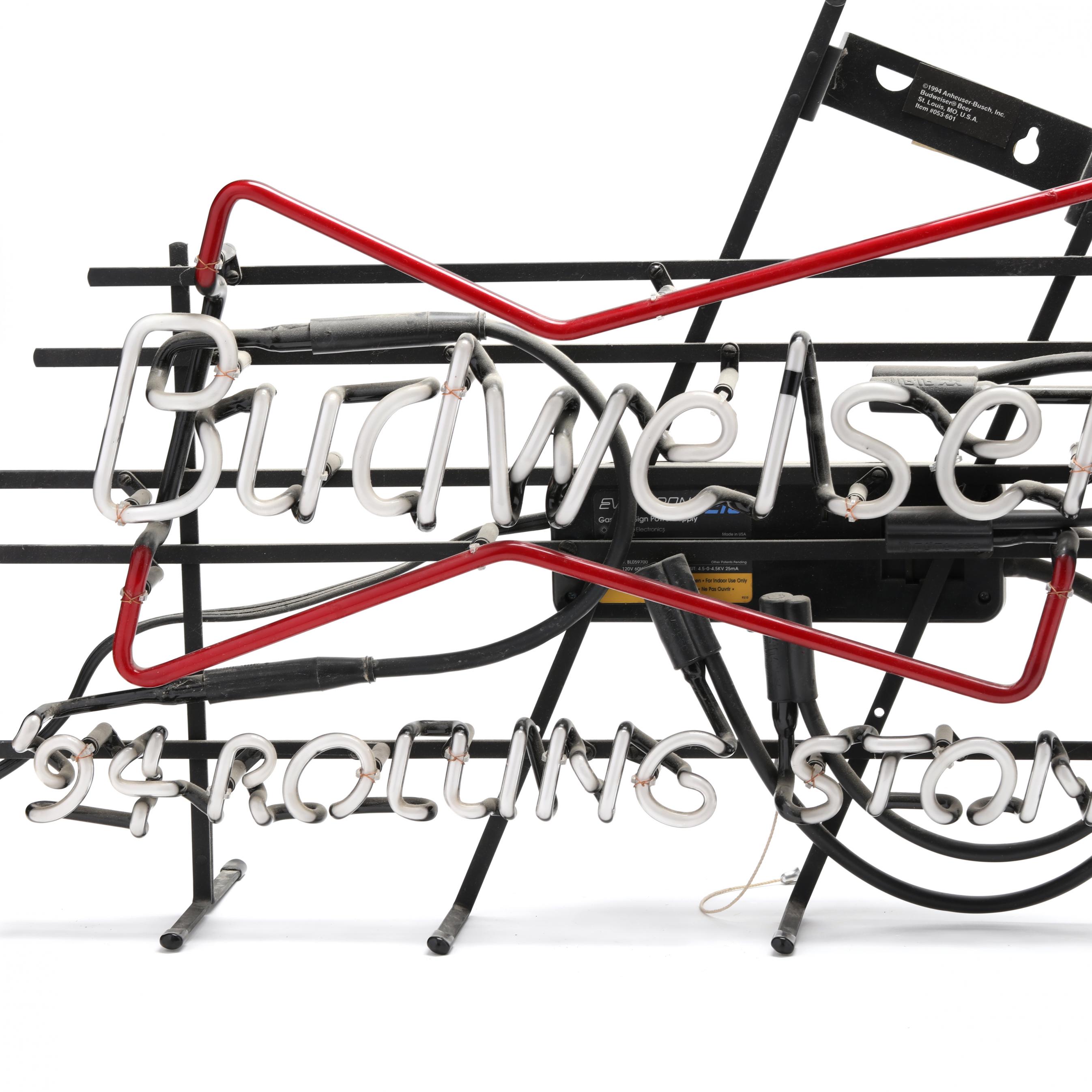 Budweiser '94 Rolling Stones Tour Guitar Neon Sign (Lot 1179