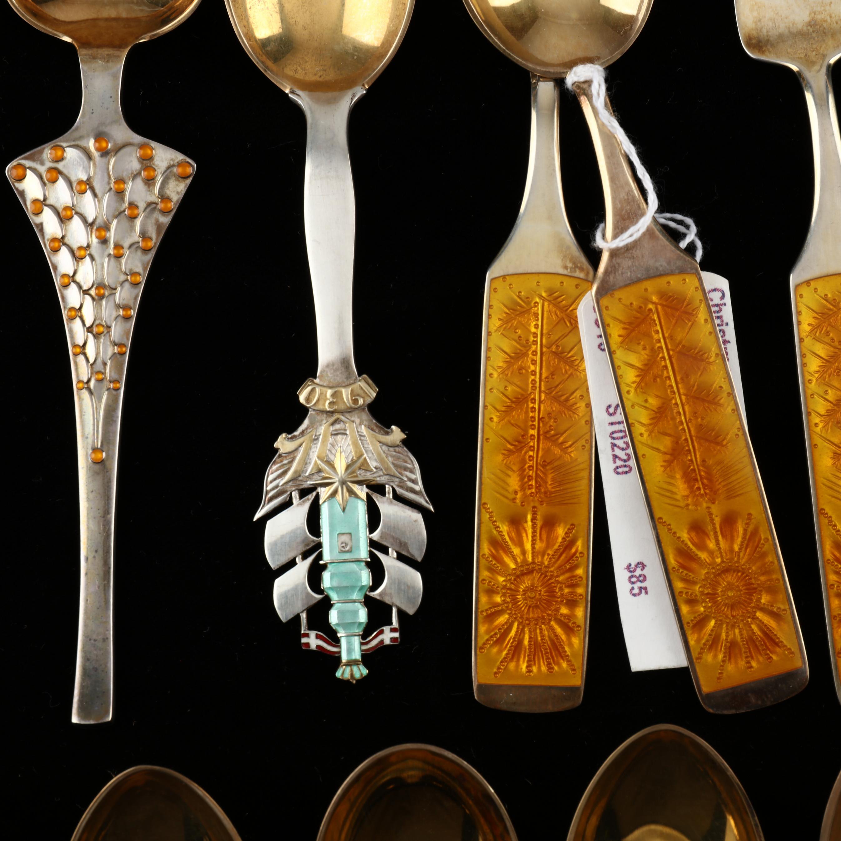 37) Anton Michelsen Sterling Silver Gilt and Enameled Christmas