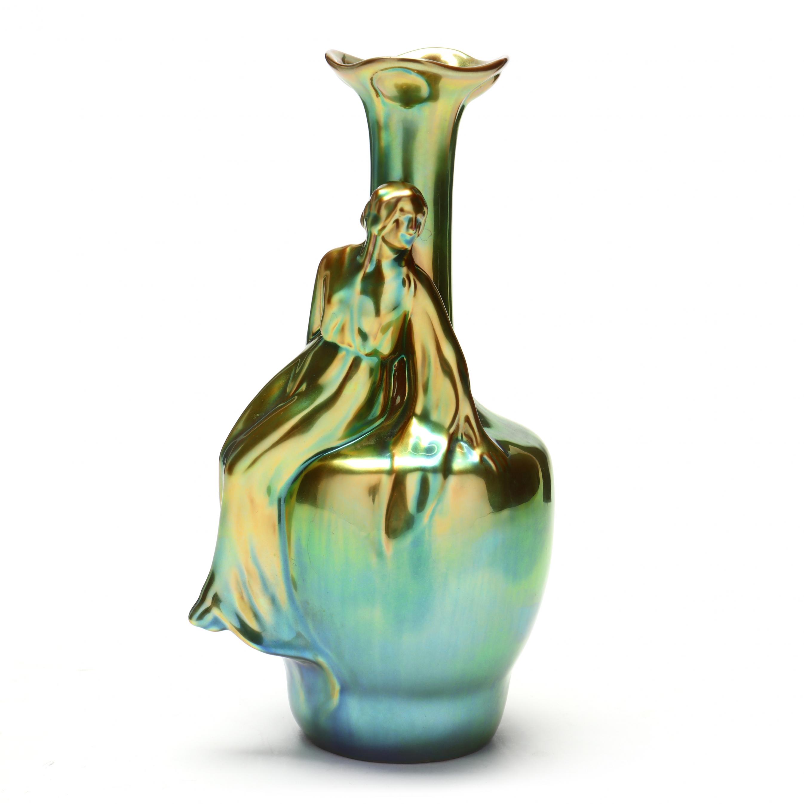 Zsolnay Art Nouveau Style Figural Vase (Lot 436 - July Estate