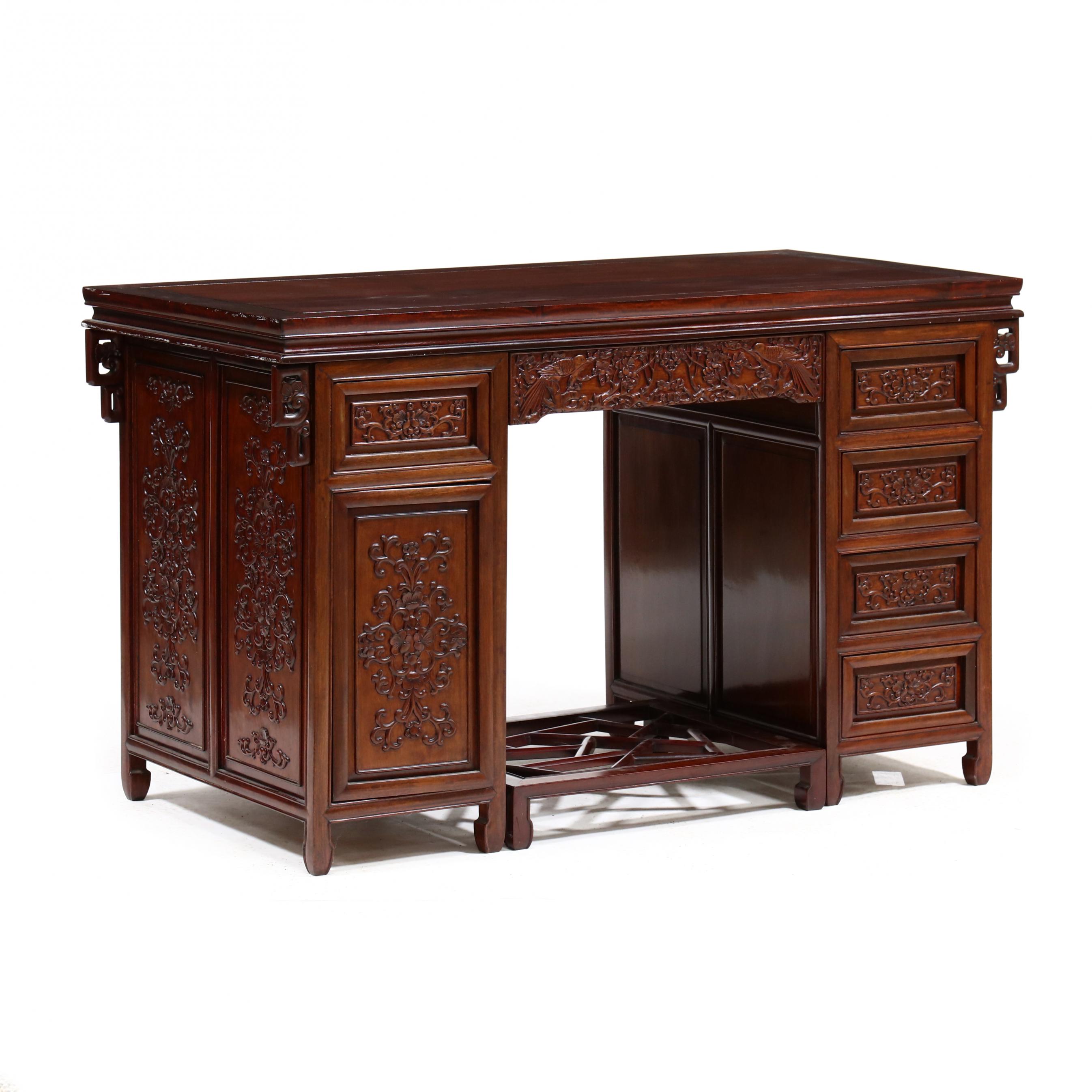 Chinese Carved Hardwood Doctor's Desk (Lot 203 - August Estate