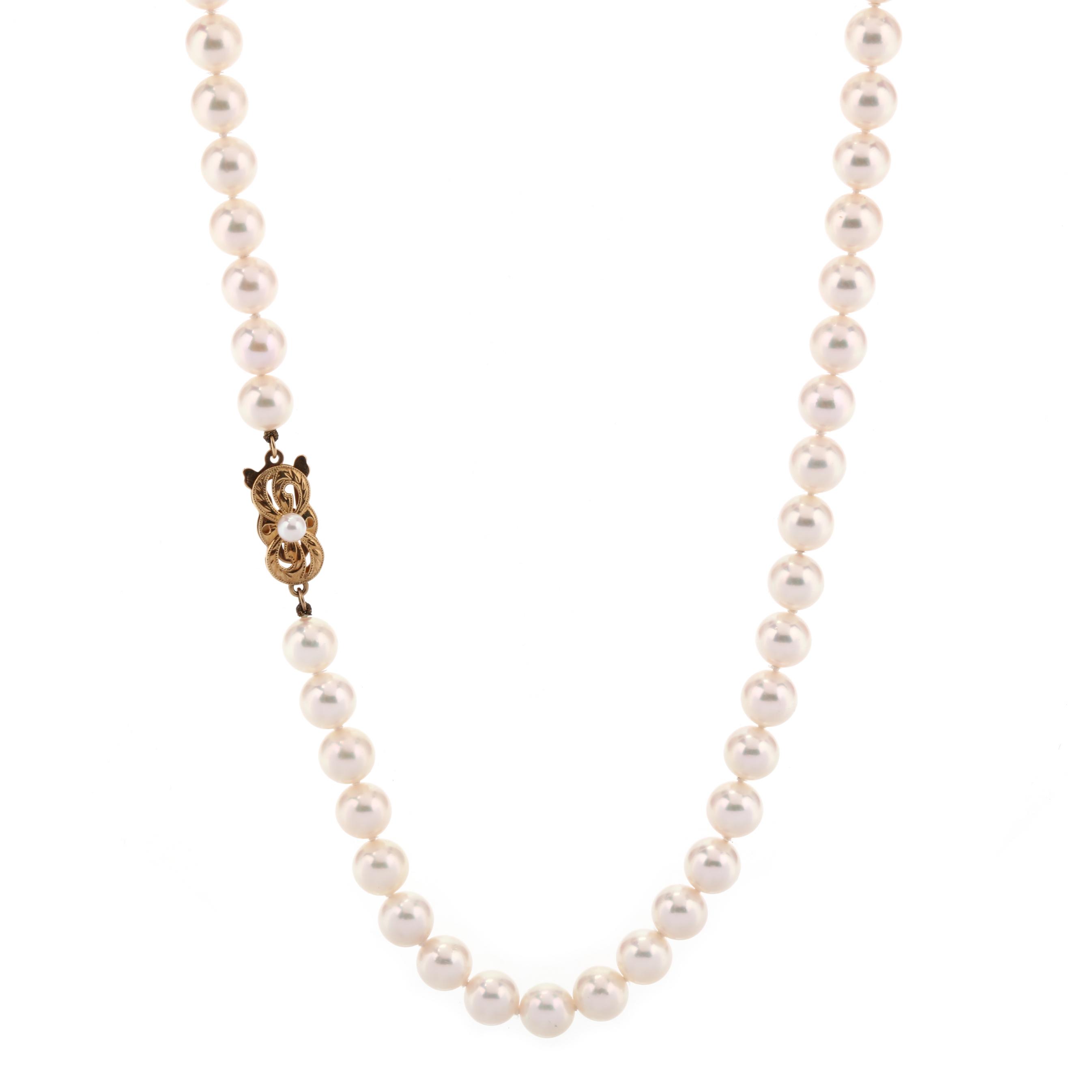 Pearl Necklace with Gold and Pearl Clasp, Mikimoto (Lot 13