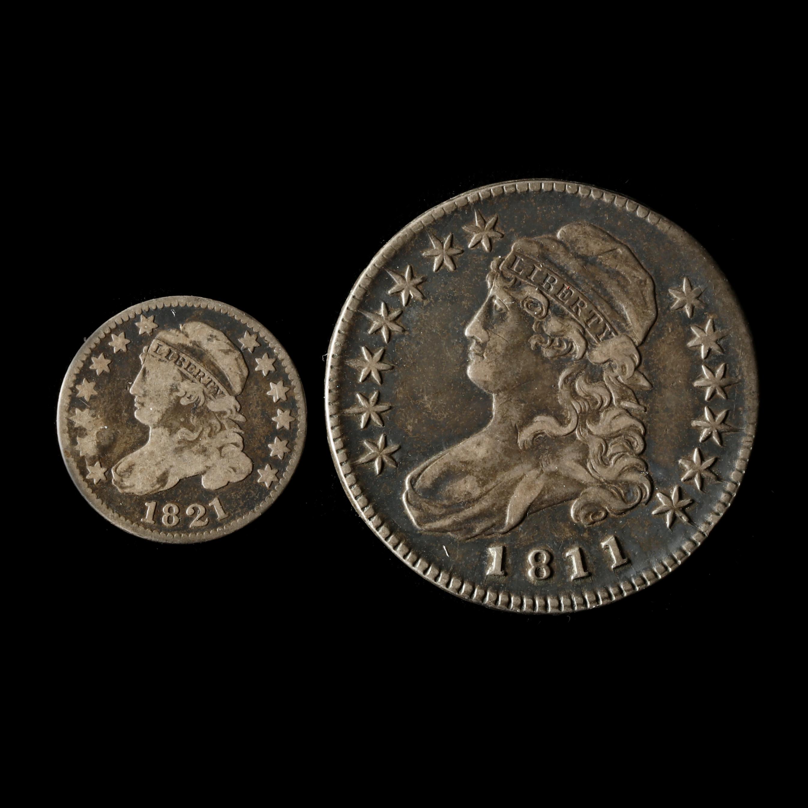 1811 Small 8 Capped Bust Half Dollar and 1821 Dime (Lot 1542