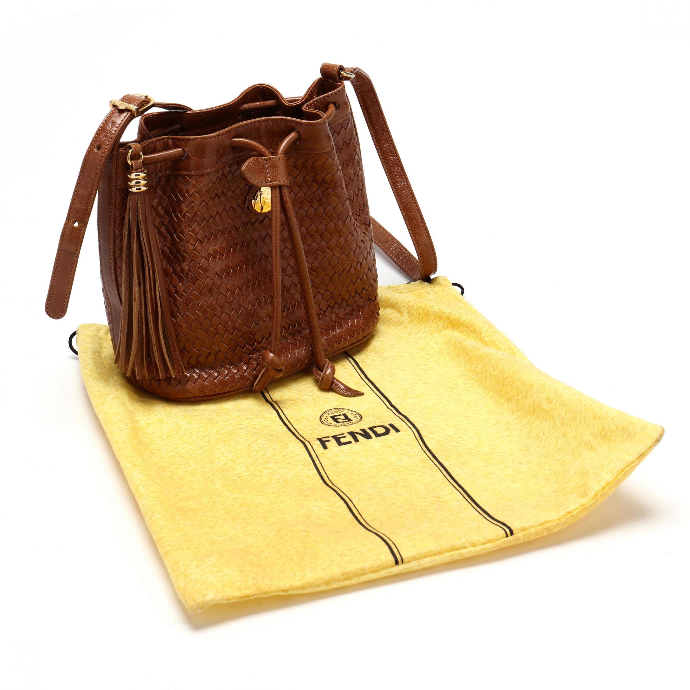 Vintage Fendi Woven Leather Bucket Bag (Lot 2027 - Luxury 