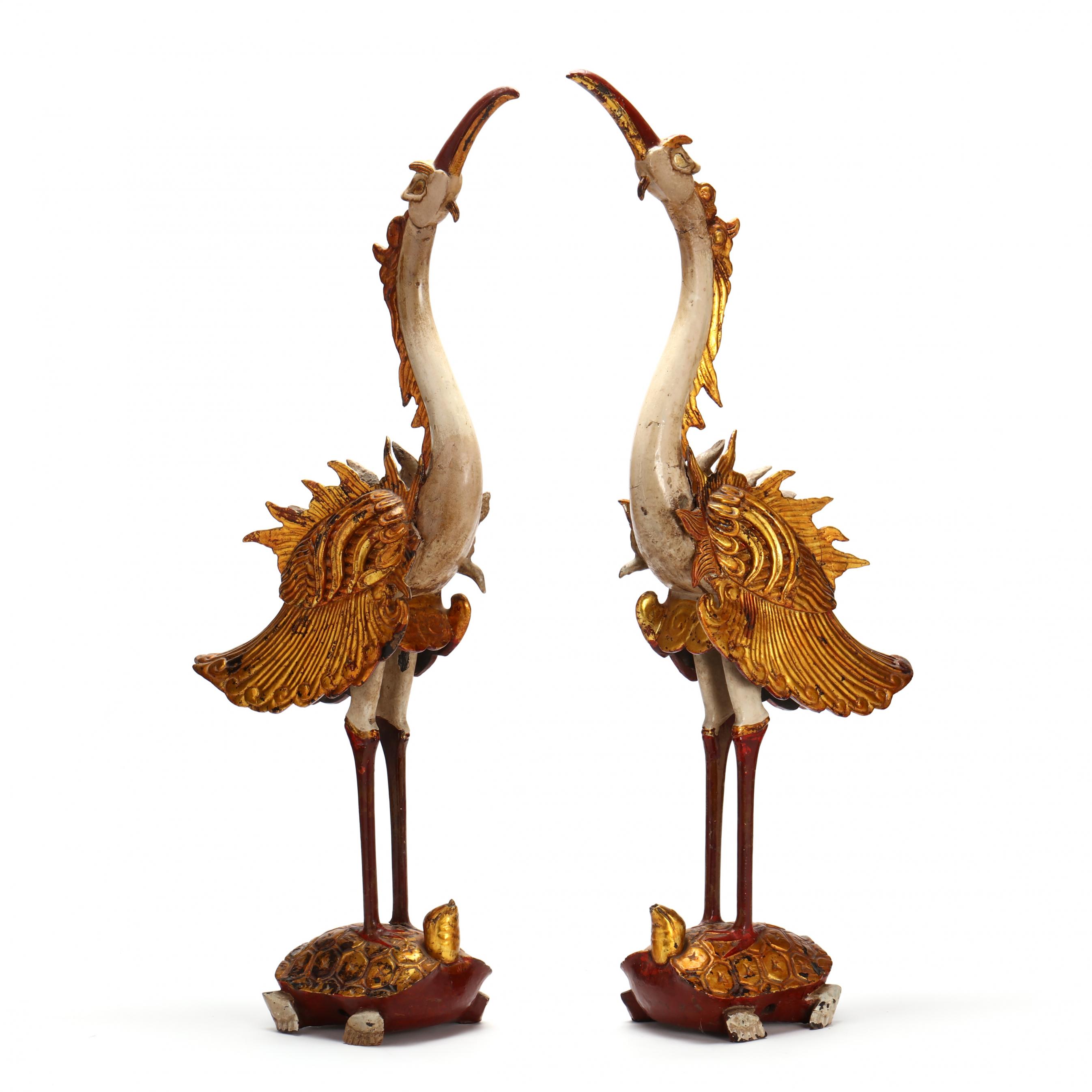 【中古】世界ツル大鑑 15の鳥の物語 World's Cranes A Pair of Vietnamese Painted and Lacquered Temple Cranes on