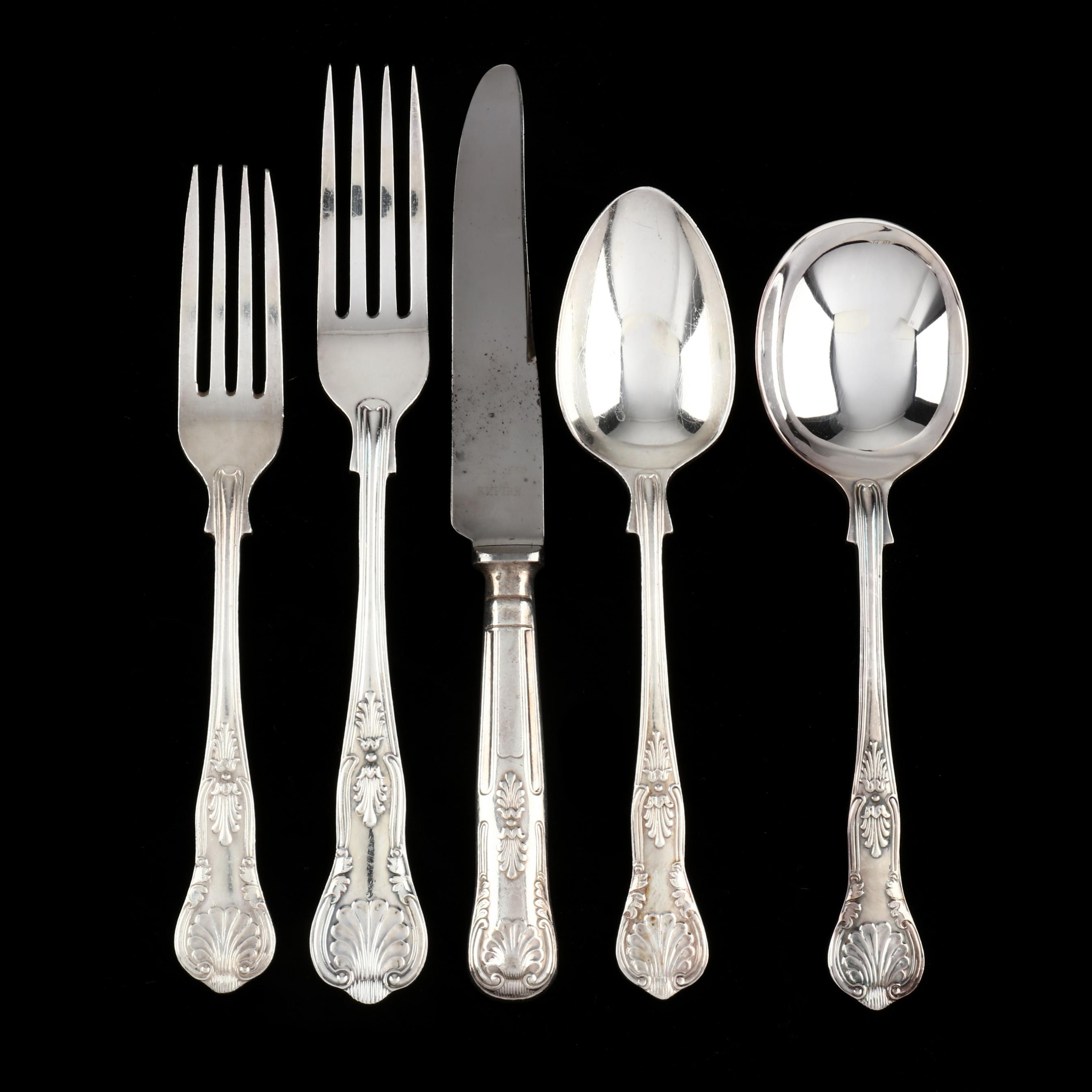 Kings Pattern Silver-Plated Flatware Set Retailed by Harrods Ltd