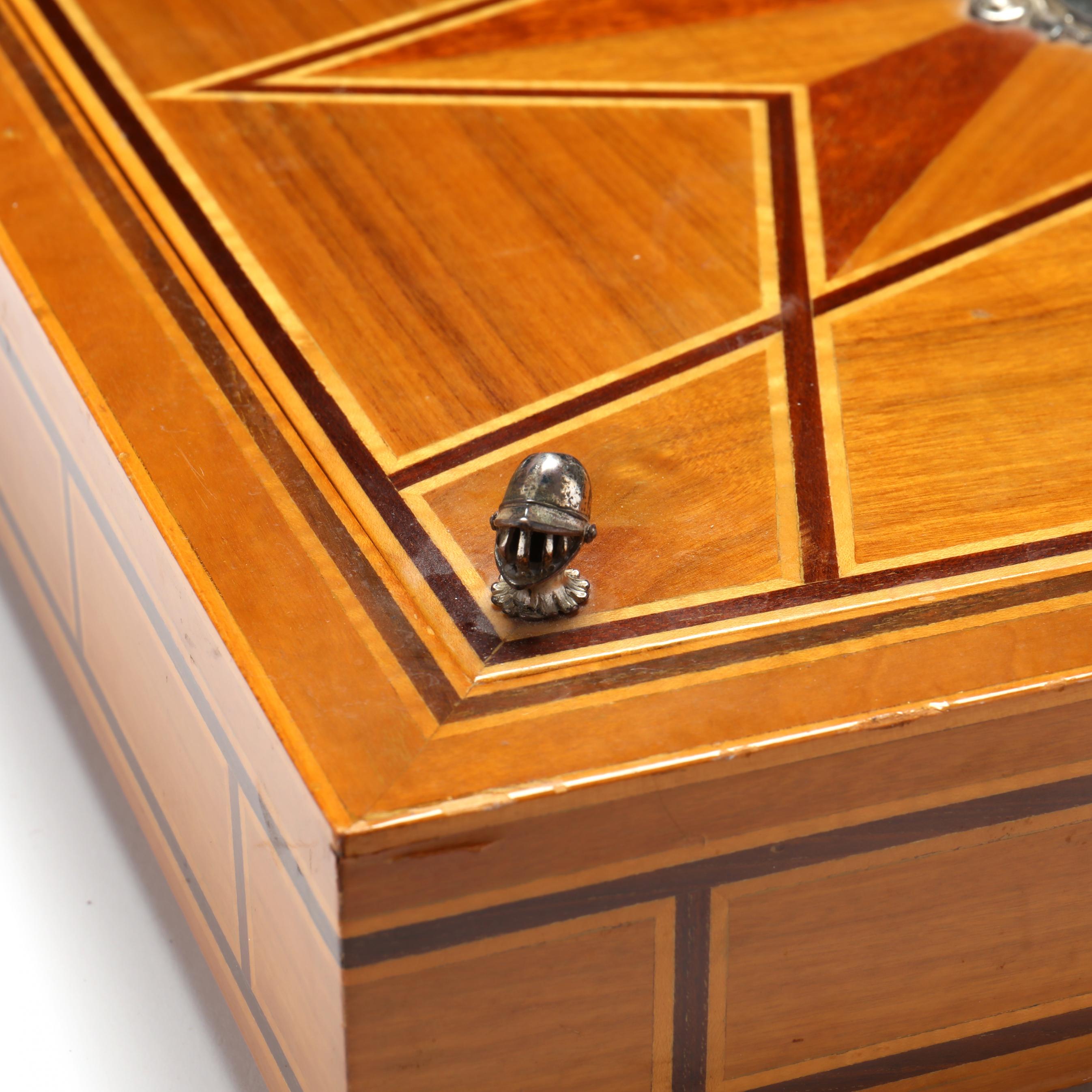 A Spanish .835 Silver and Silver Gilt Chess Set in Parquetry Case