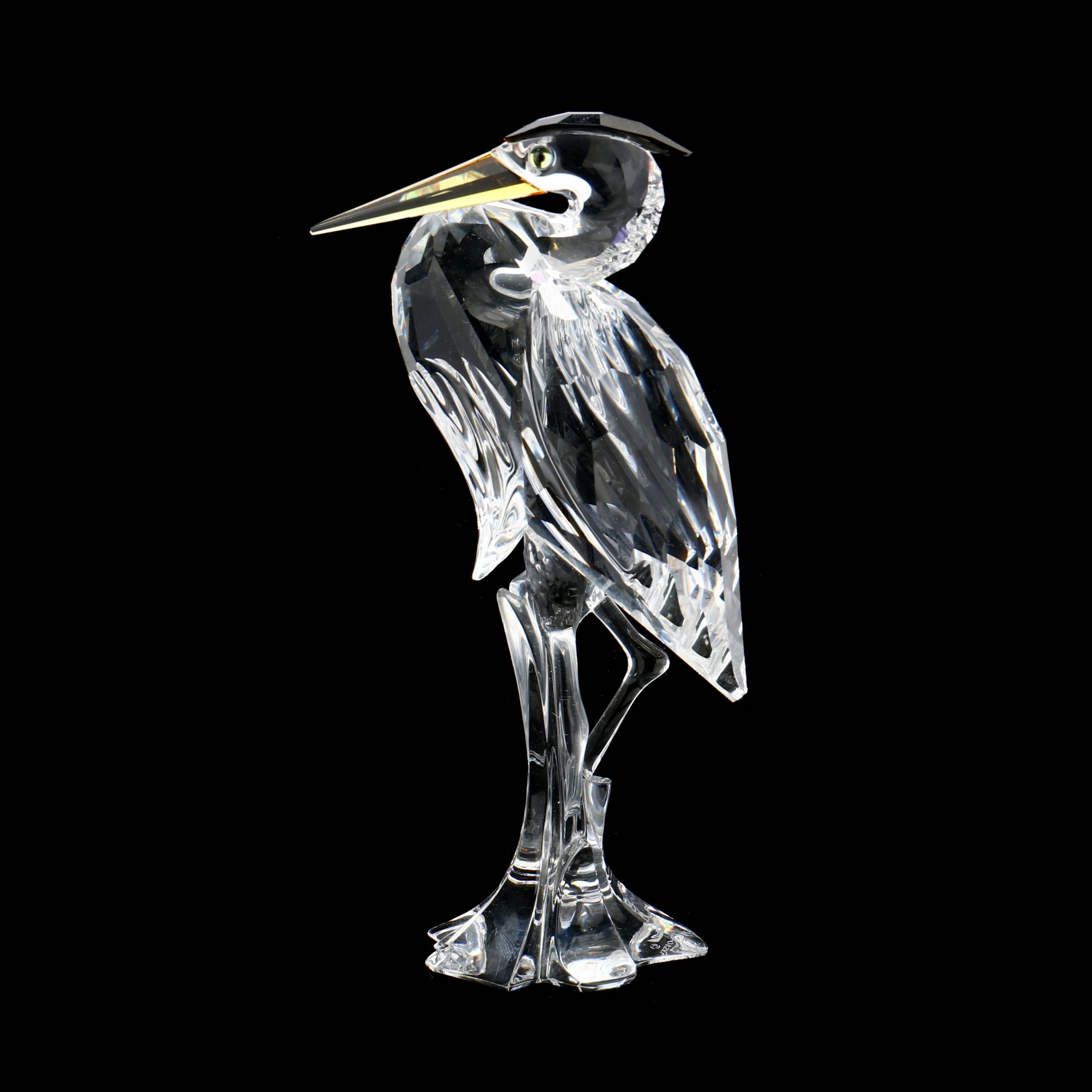 スワロフスキー　鷺（サギ）Silver heron Swarovski, Silver Heron Crystal Sculpture (Lot 291 - )