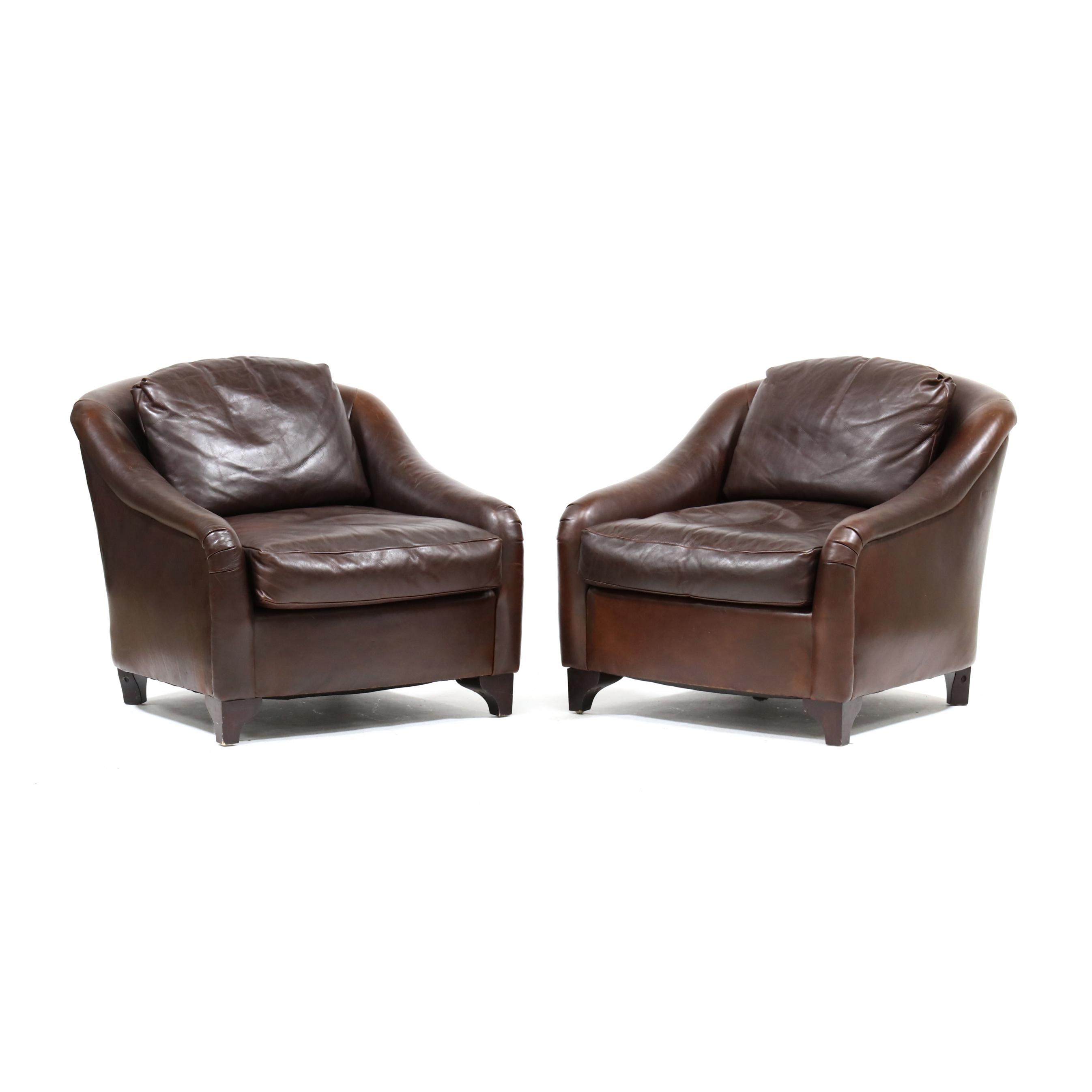 Henredon, Pair of Leather Upholstered Club Chairs (Lot 3371 - Fall