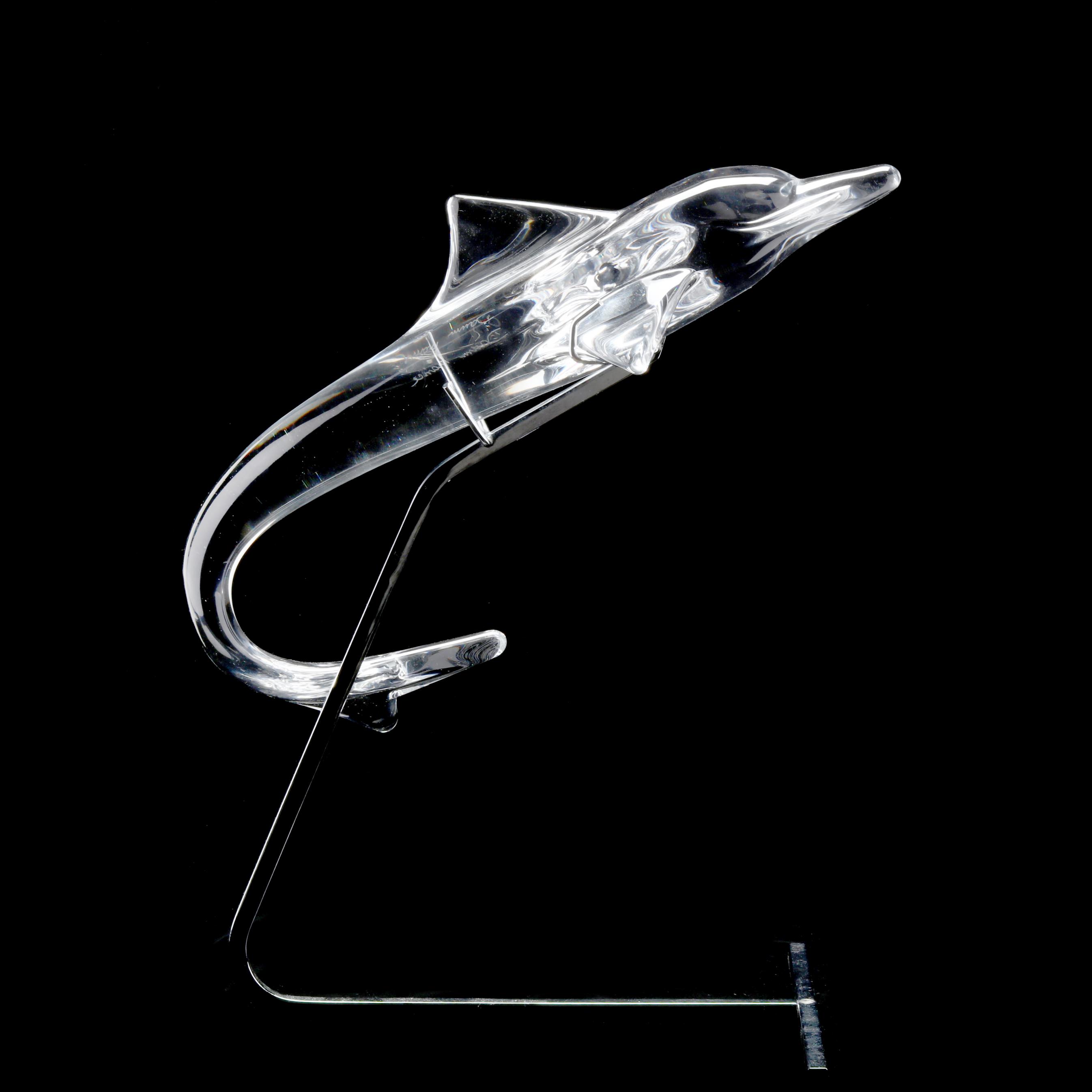 Large Daum Crystal Dolphin on Stand (Lot 1296 - November Estate