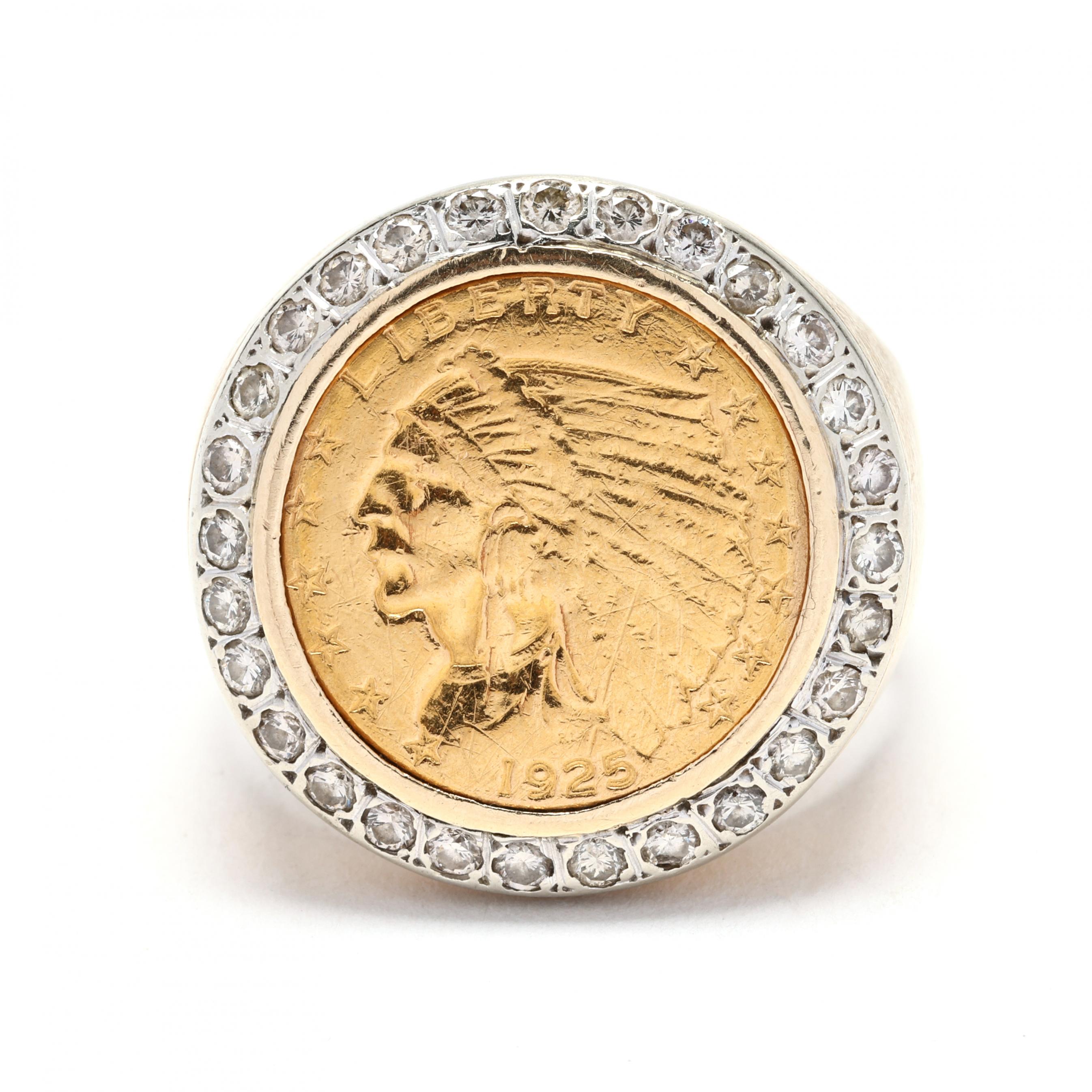 Men's Rare Half Eagle Large Gold Coin Ring, Genuine USA $5.00 Coin, He –  Gem of the Day