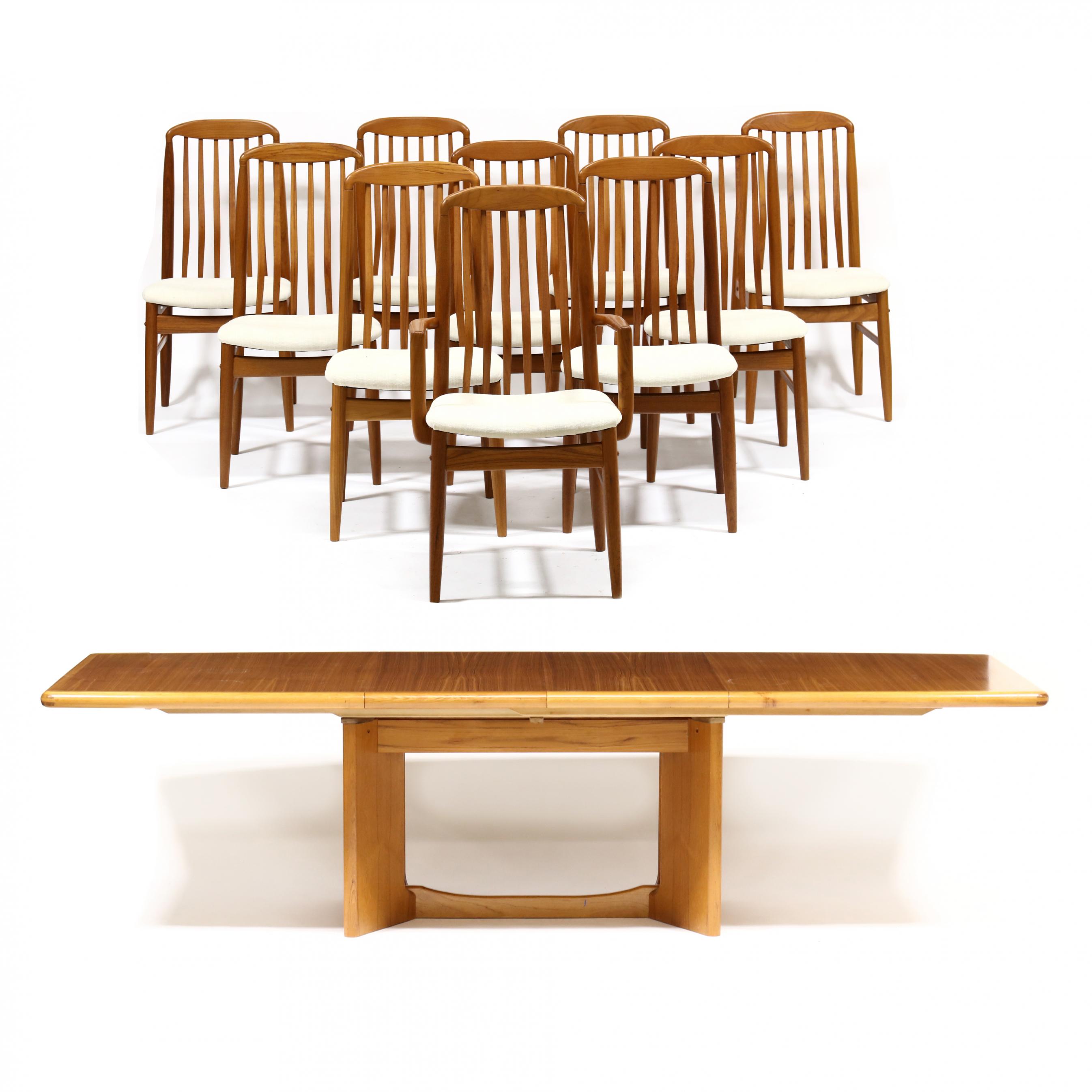 Benny Linden (Swedish/American, b.1929), Teak Dining Table and Ten