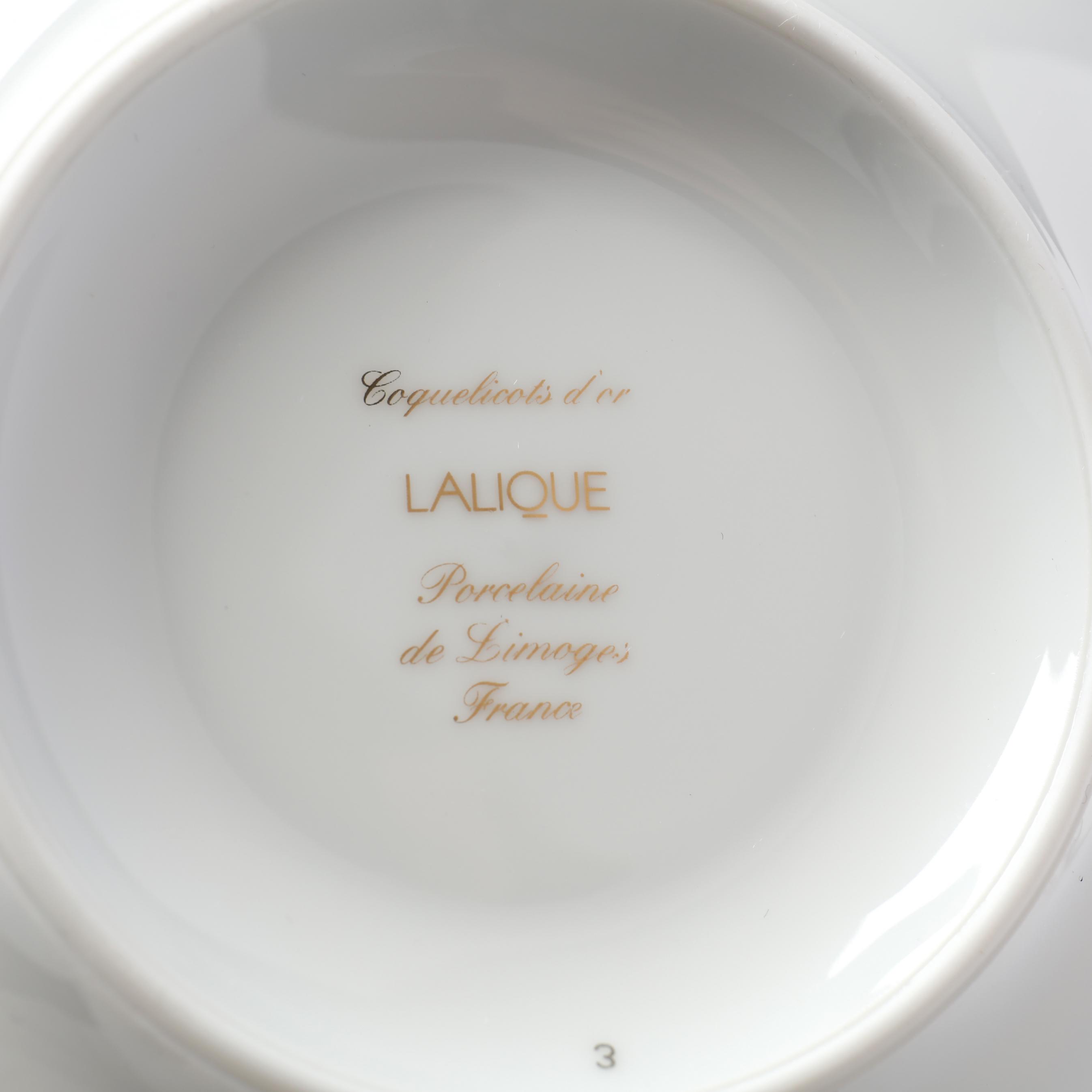 Limoges for Lalique Coquelicots d'or Dinnerware Set for Eight (Lot