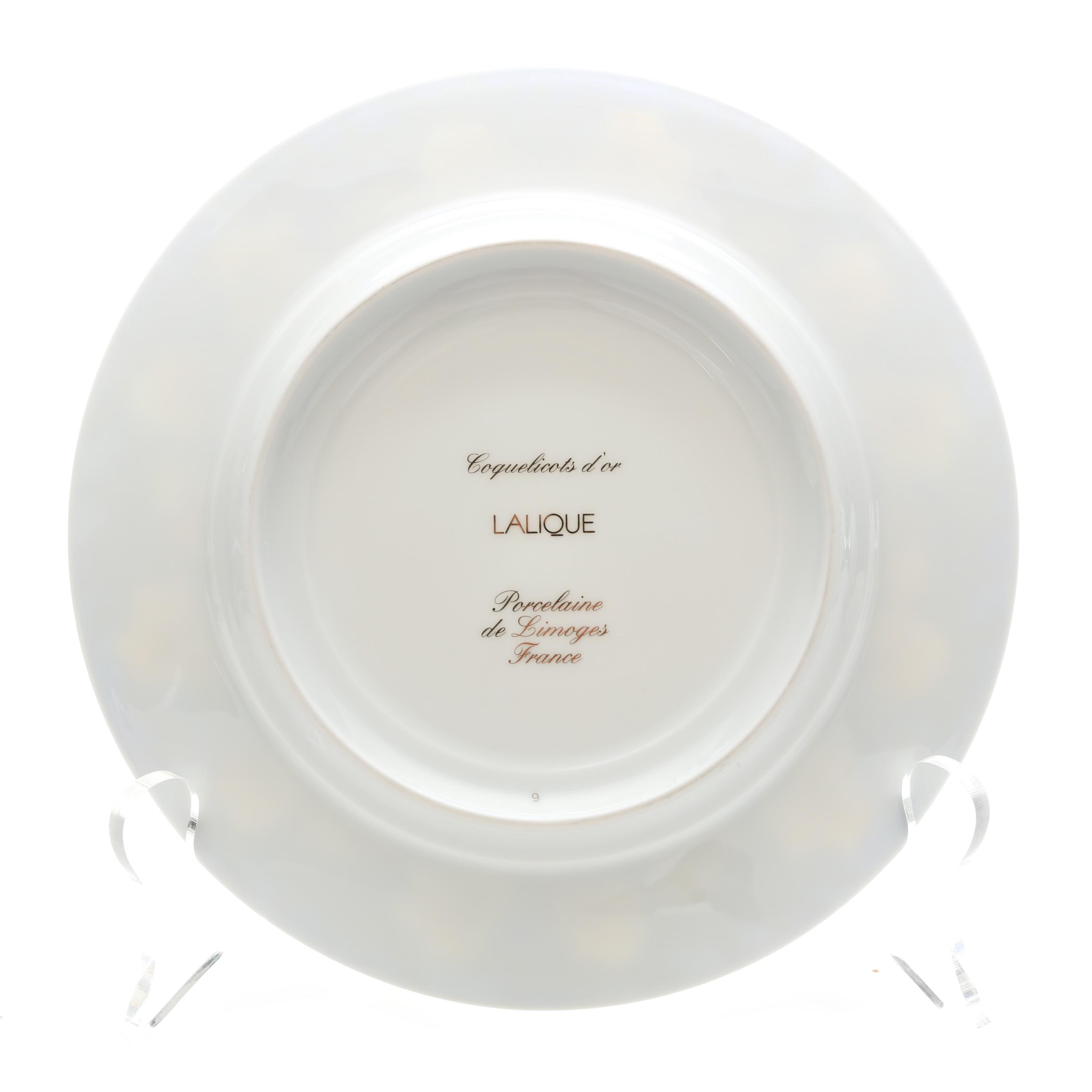 Limoges for Lalique Coquelicots d'or Dinnerware Set for Eight (Lot