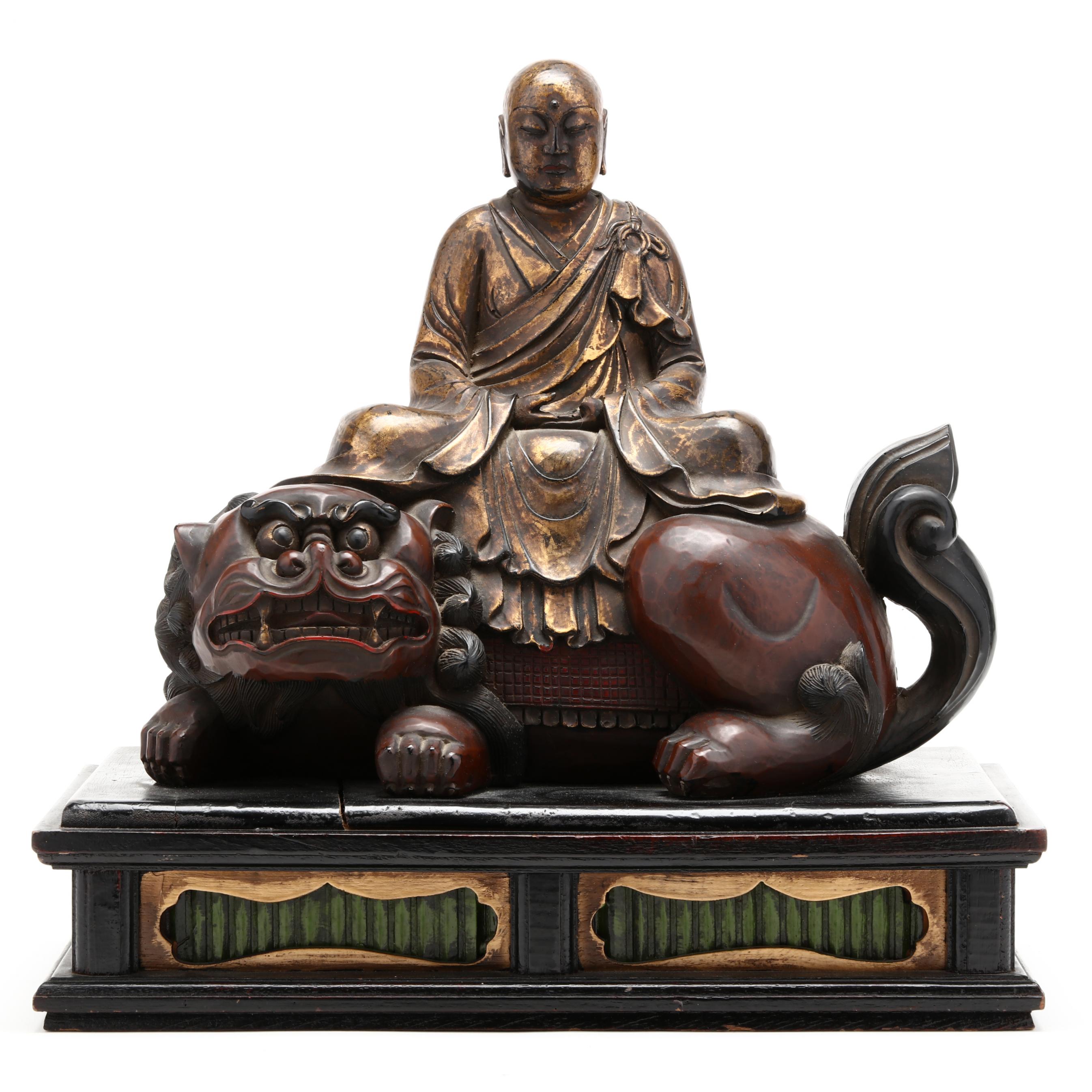A Japanese Lacquered and Gilt Wood Carving of Jizo Botatsu (Lot