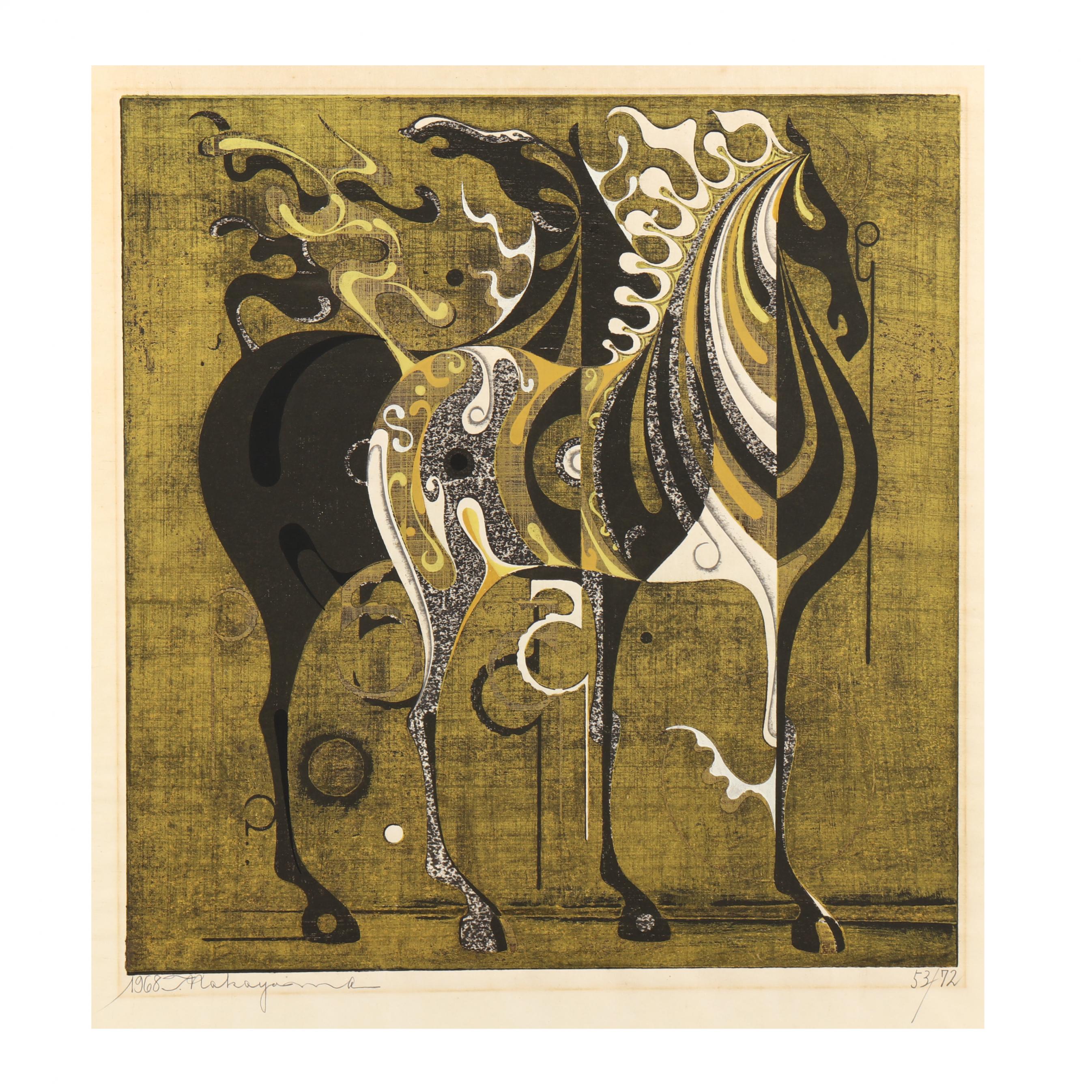 Tadashi Nakayama (Japanese, 1927-2014), Woodblock Print of Two Horses (Lot 1168 - Asian Art AuctionFeb 22, 2024, 9:00am) Tadashi Nakayama (Japanese, 1927-2014), Woodblock Print of Two Horses (Lot 1168 - Asian Art AuctionFeb 22, 2024, 9:00am)