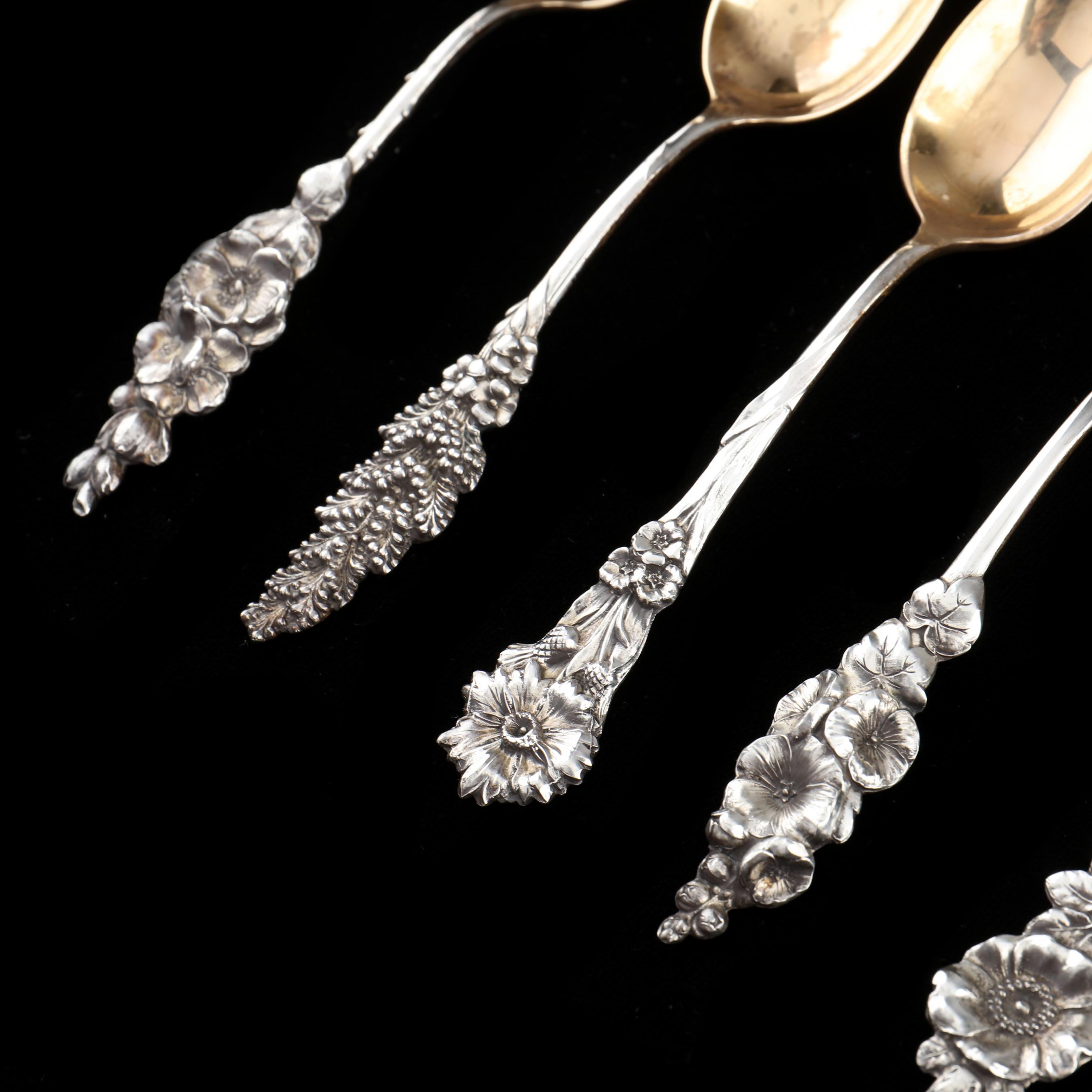 A Boxed Set of Eight Reed & Barton Harlequin Sterling Silver Five