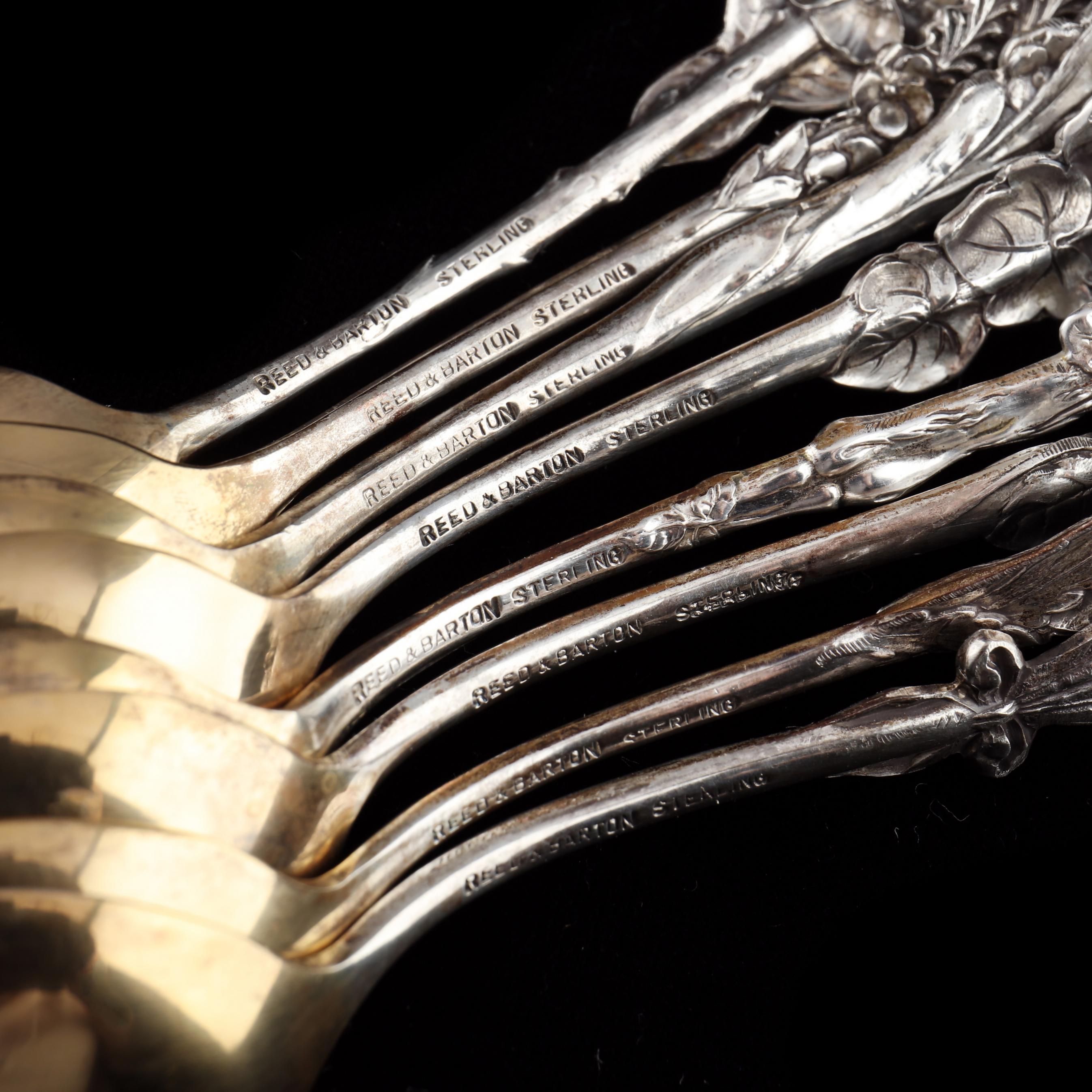 A Boxed Set of Eight Reed & Barton Harlequin Sterling Silver Five