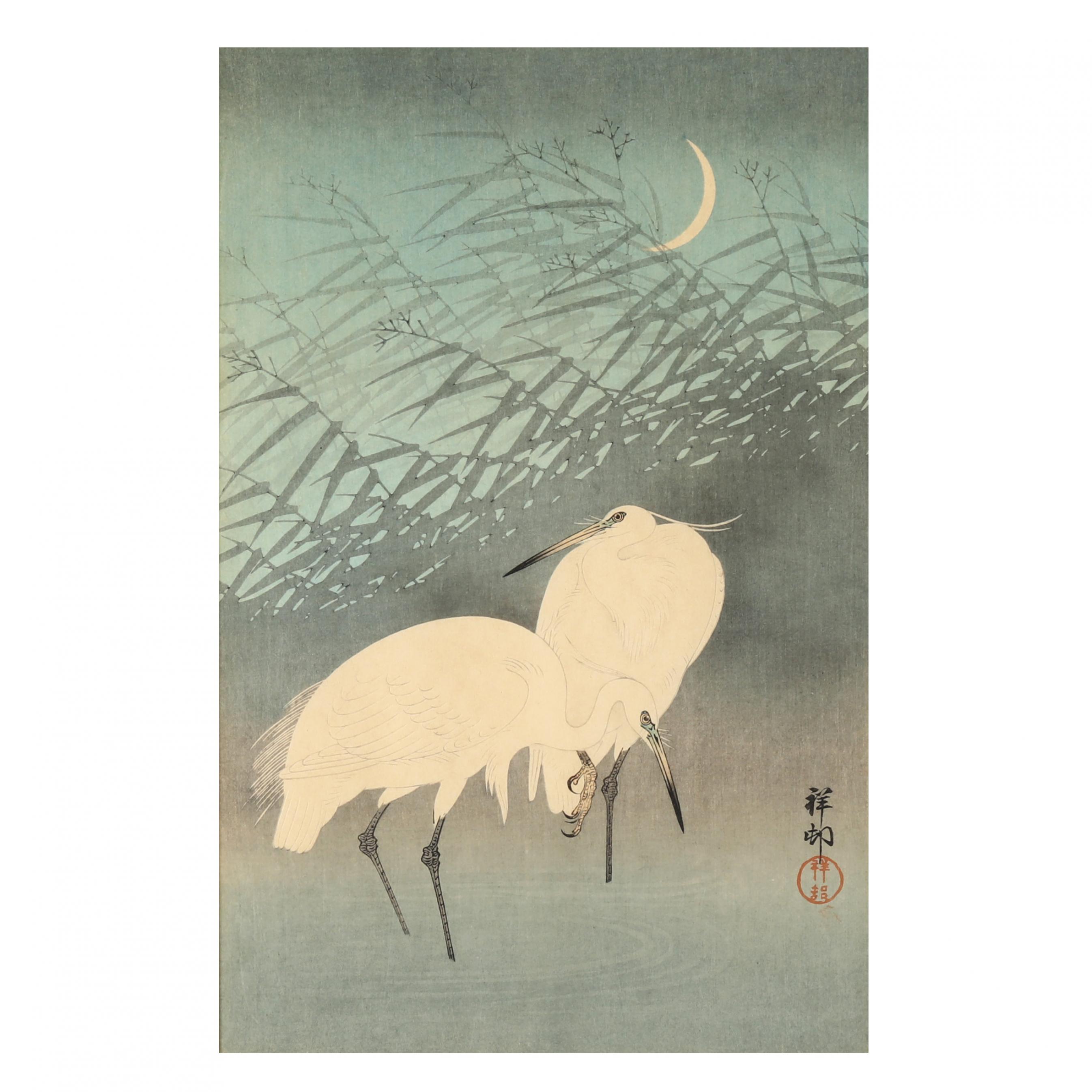 Ohara Koson (Shoson) (Japanese, 1877-1945), Egrets and the