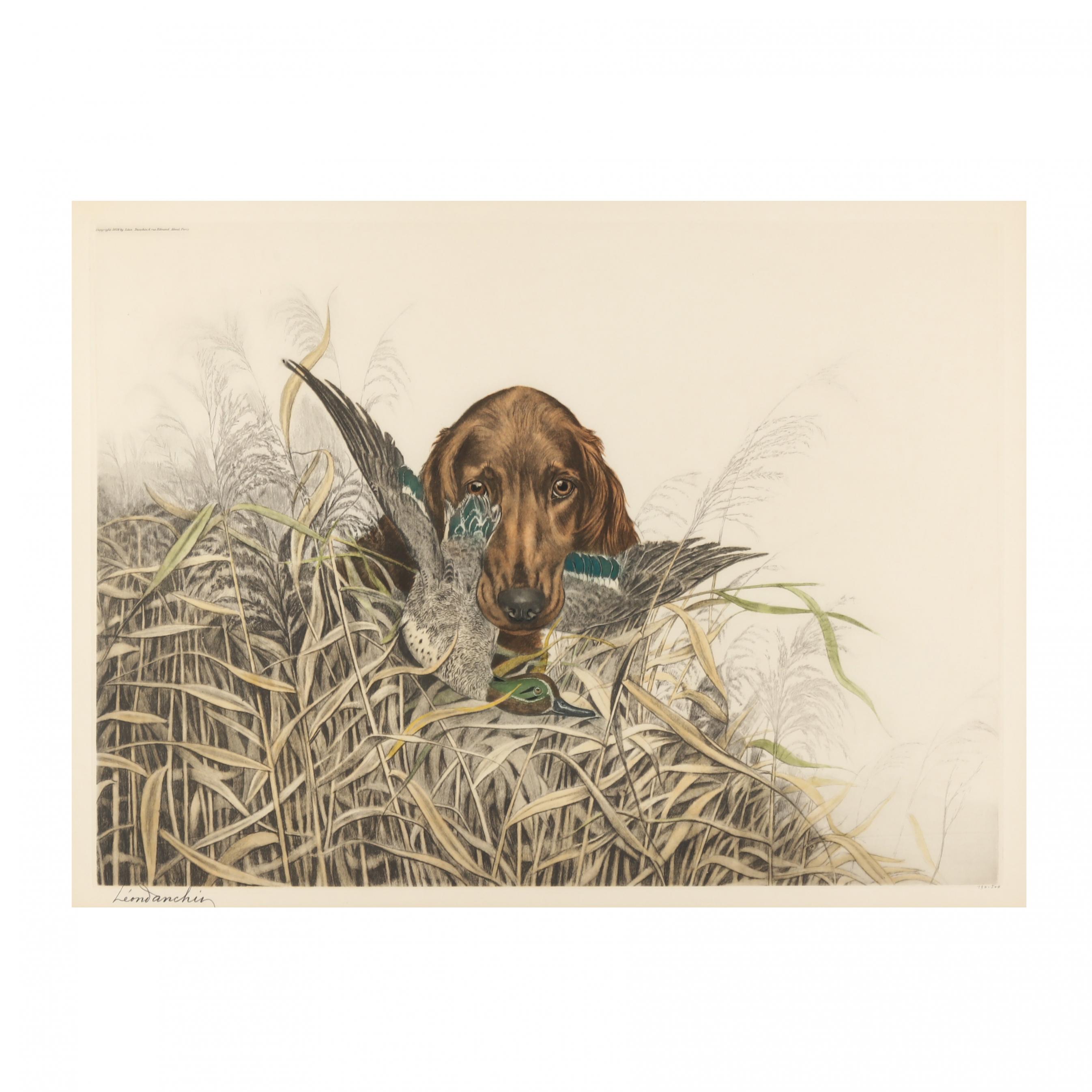 Léon Danchin (French, 1887-1939), Bird Dog (Irish Setter with