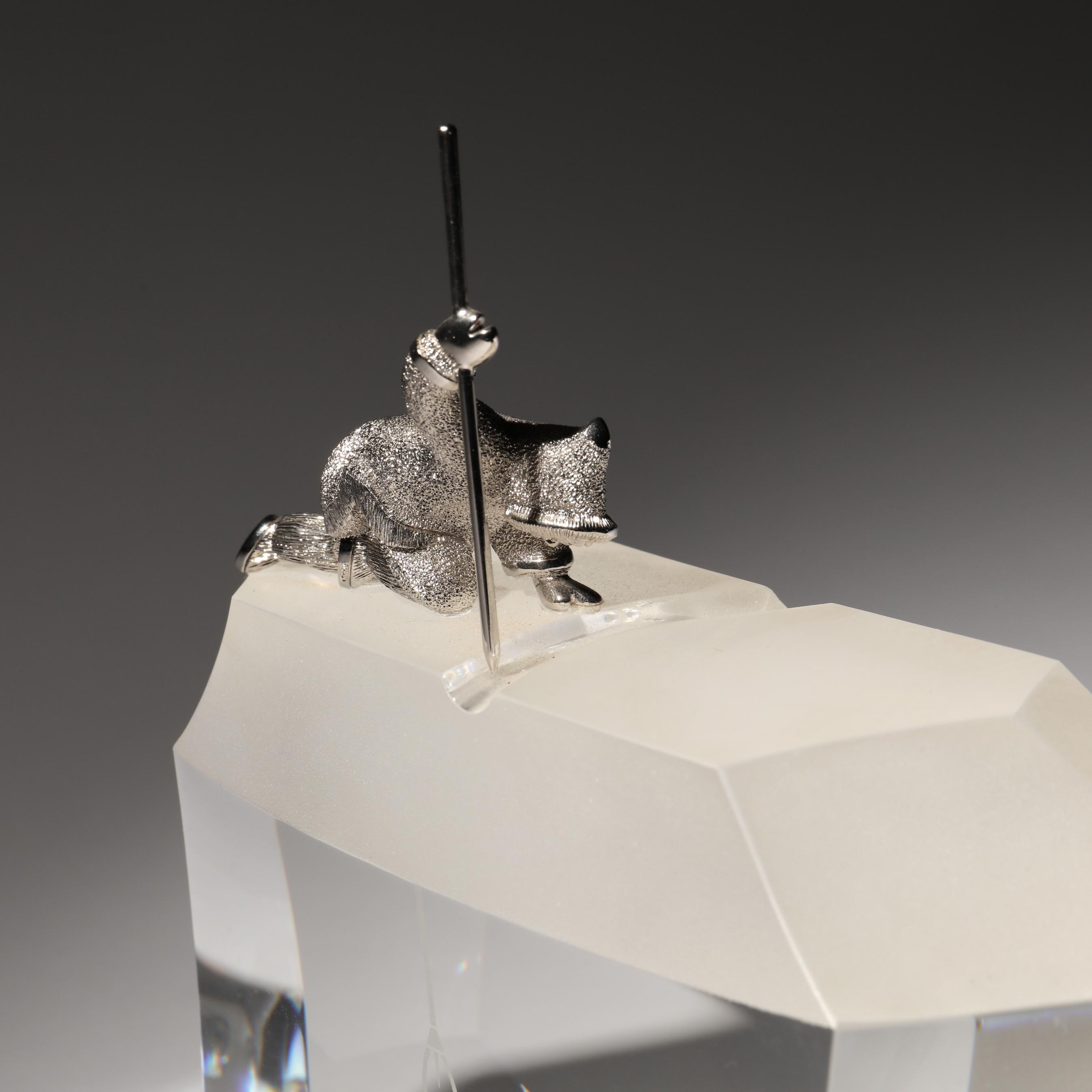 スチューベン　STEUBEN 北極の漁師　FISHERMAN クリスタル　置物 Vintage Steuben Crystal Arctic Fisherman Sculpture (American