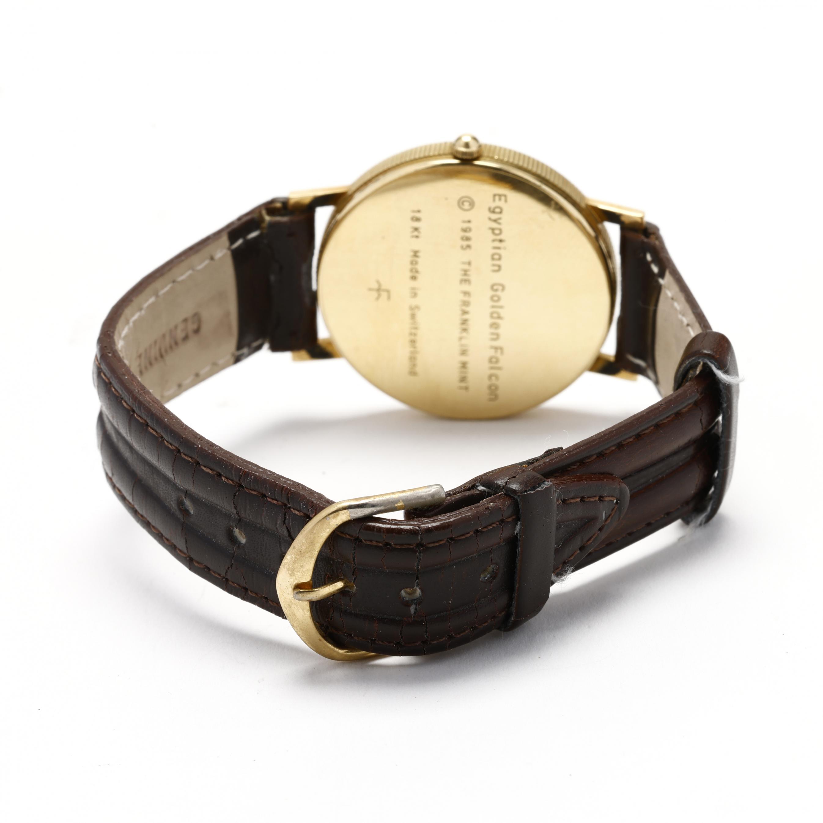 Gent's Gold Egyptian Golden Falcon Watch, The Franklin Mint