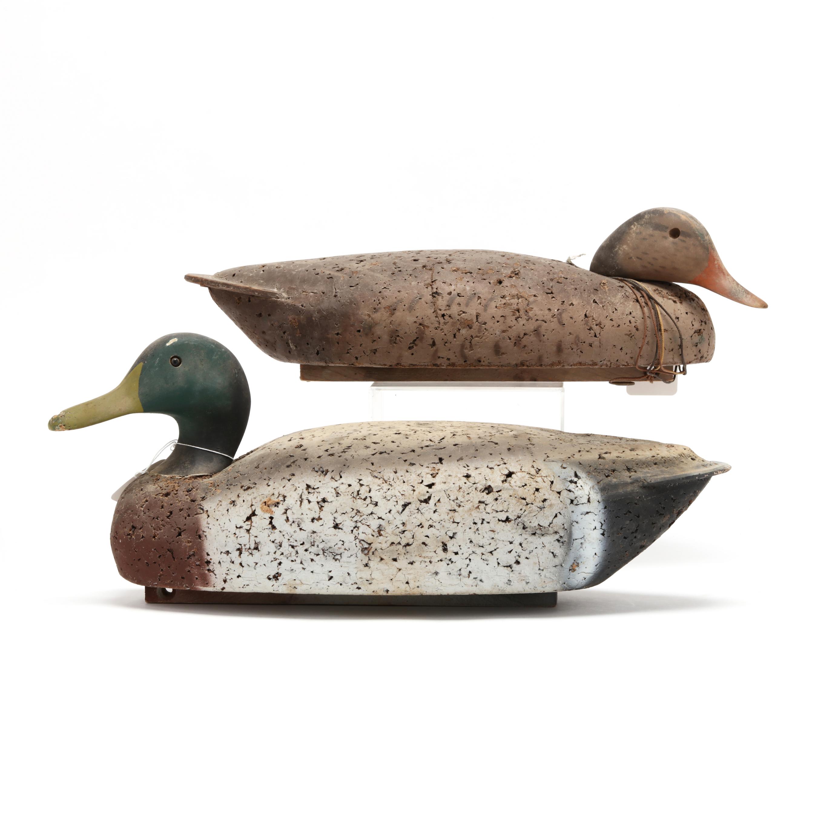 Pair of Large Cork Body Mallard Decoys (Lot 4093 - May Estate