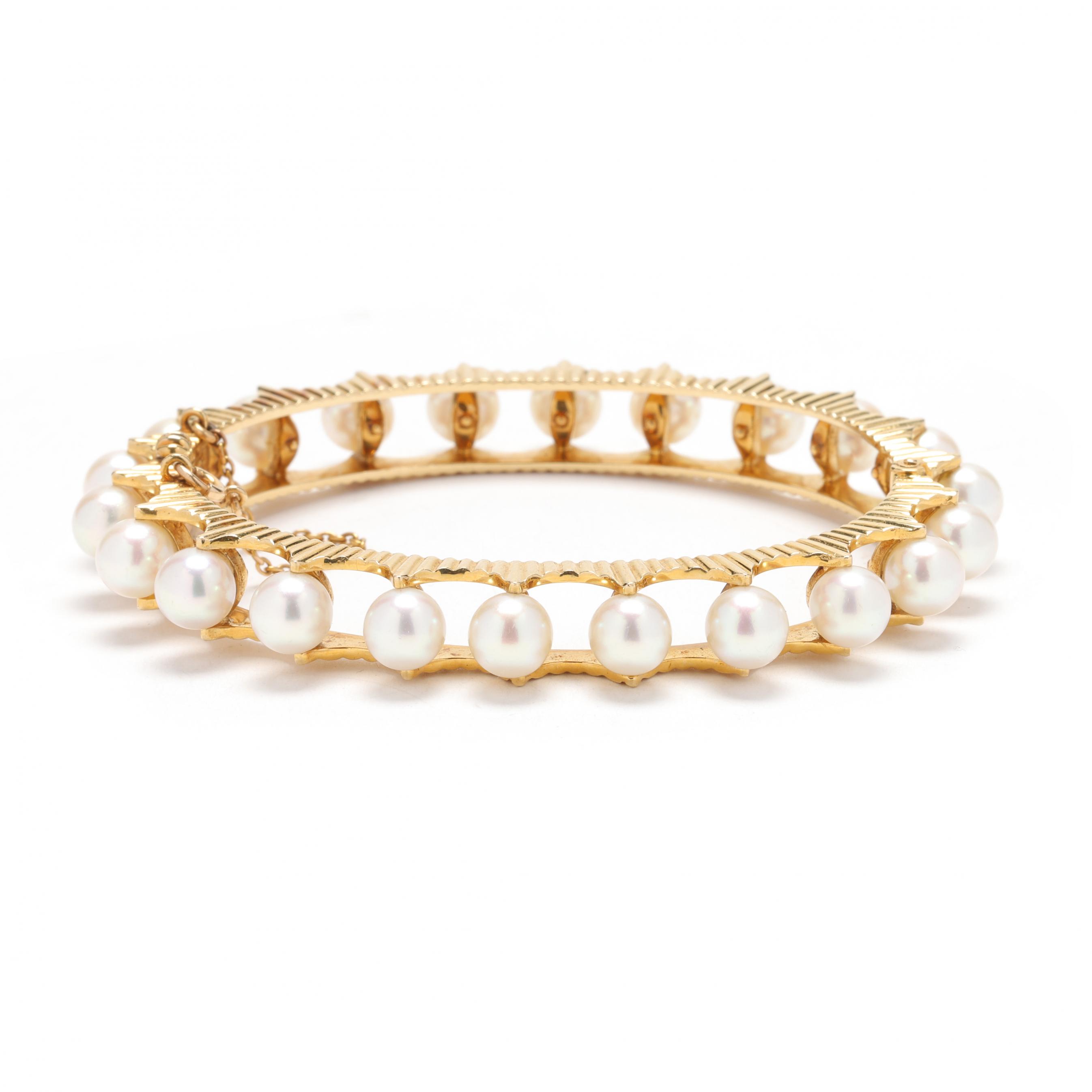 atelier el Drop bangle（K10＋pearl） MILLER pearl drop bangle – Tracy Savage Jewelry
