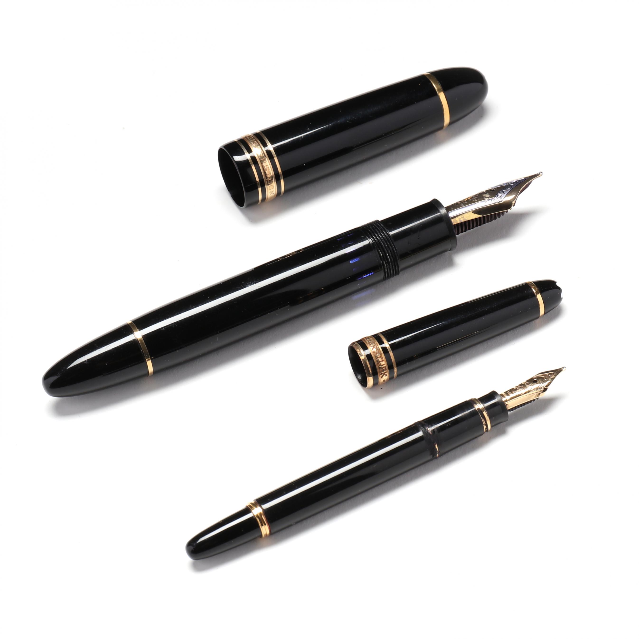 Two Montblanc Meisterstuck Fountain Pens with Gold Nibs (Lot