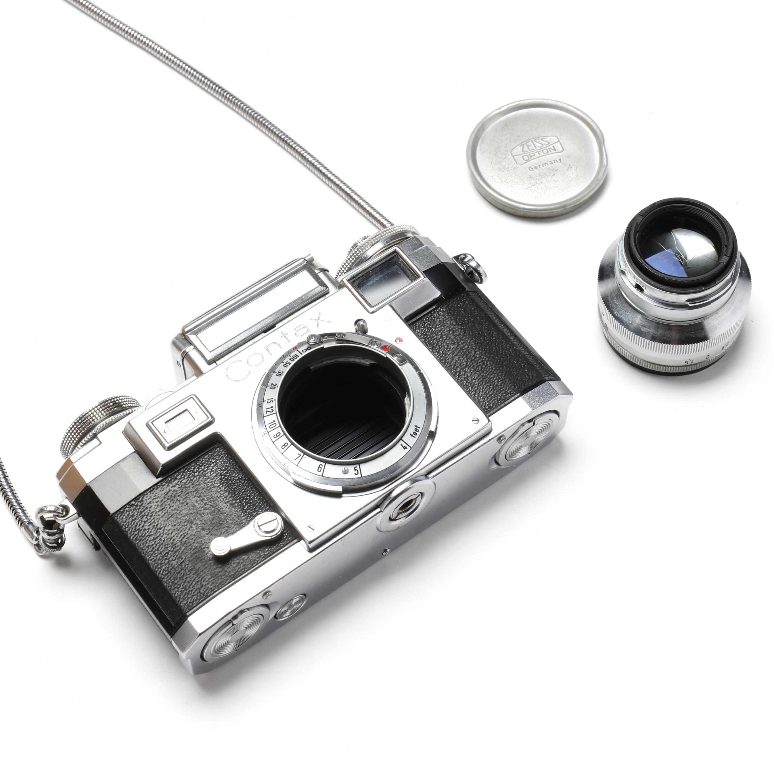 Cased Zeiss Ikon Contax IIIa Camera, with Three Lenses and