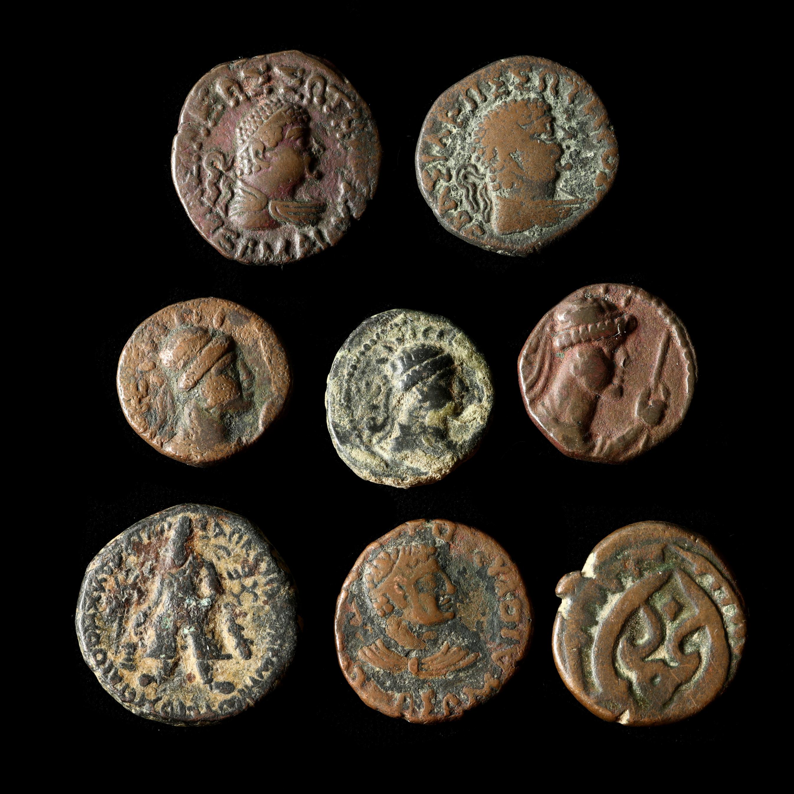 Seven Ancient Indo-Greek Bronzes and a Later Afghan Coin (Lot 4087 - )