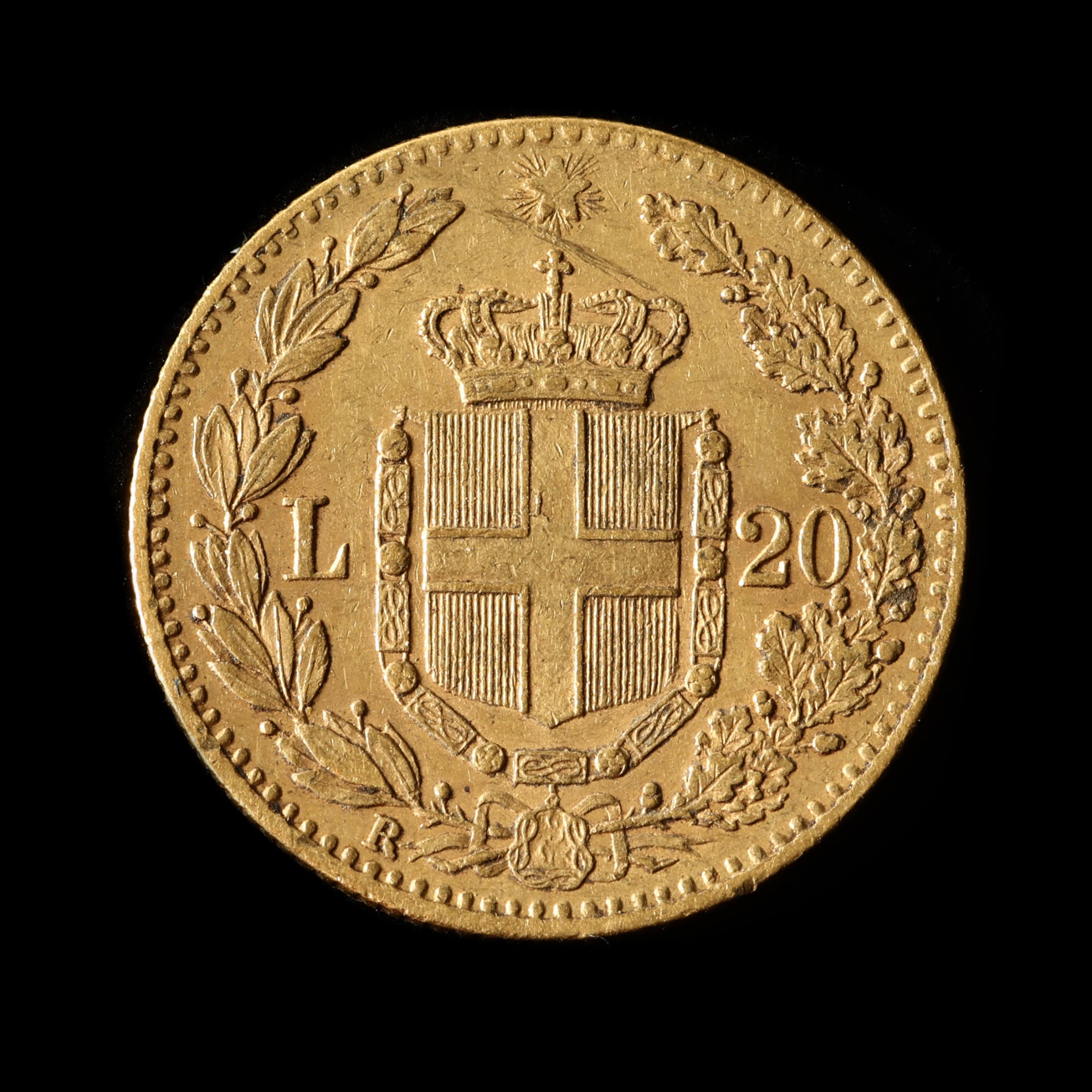 千*い様 1996年 lotto イタリア製 100%当時本物 黄金期クロアチア Italy, Umberto I, 1879 R, Gold 20 Lire (Lot 4055 - )