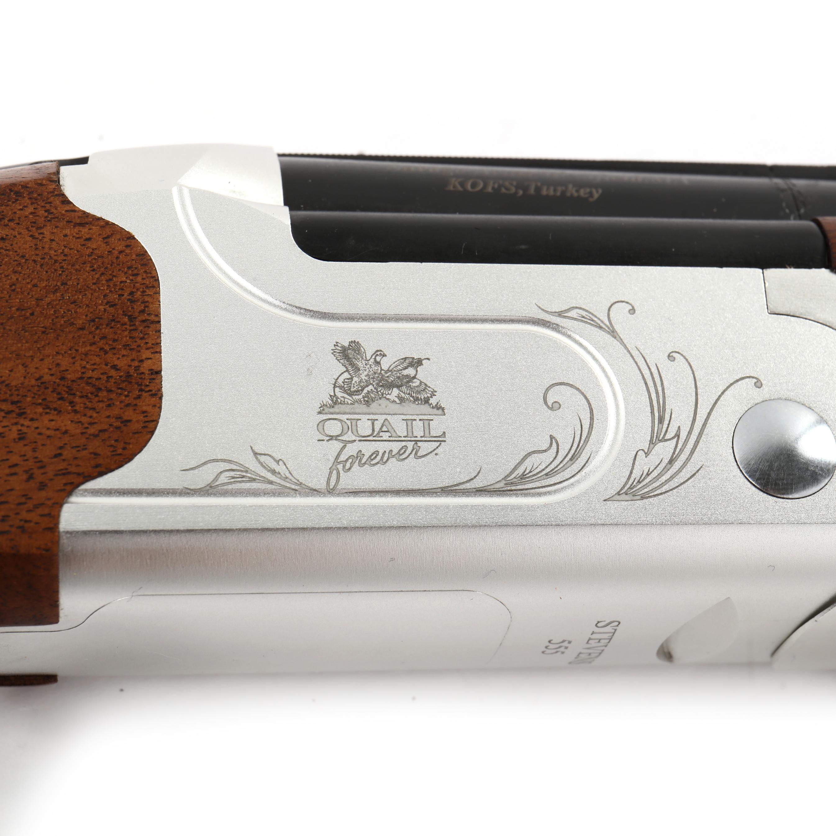 Stevens 20 Gauge Model 555 Silver Over/Under Shotgun in