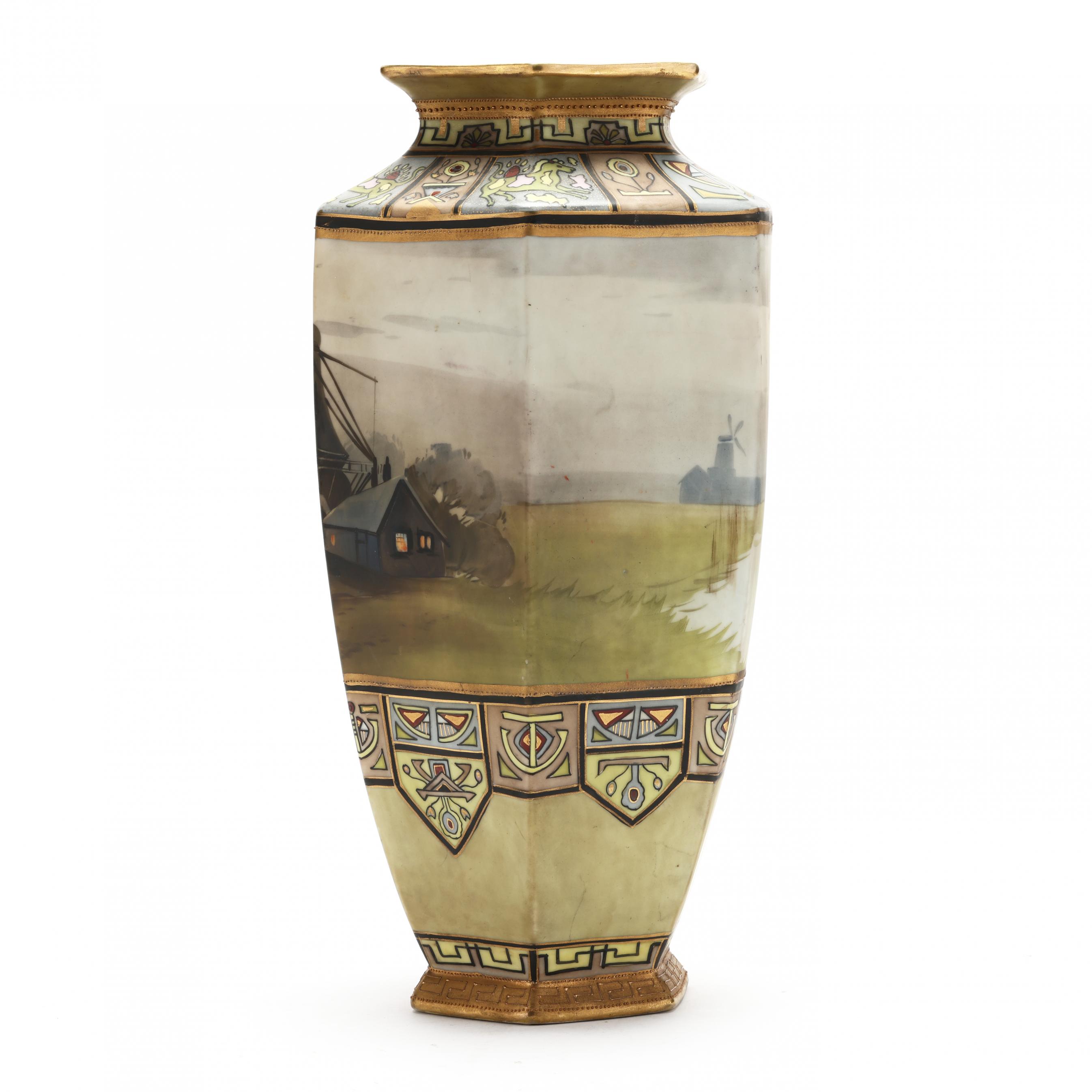 A Morimura Nippon Porcelain Vase with Windmill Scene (Lot 4068