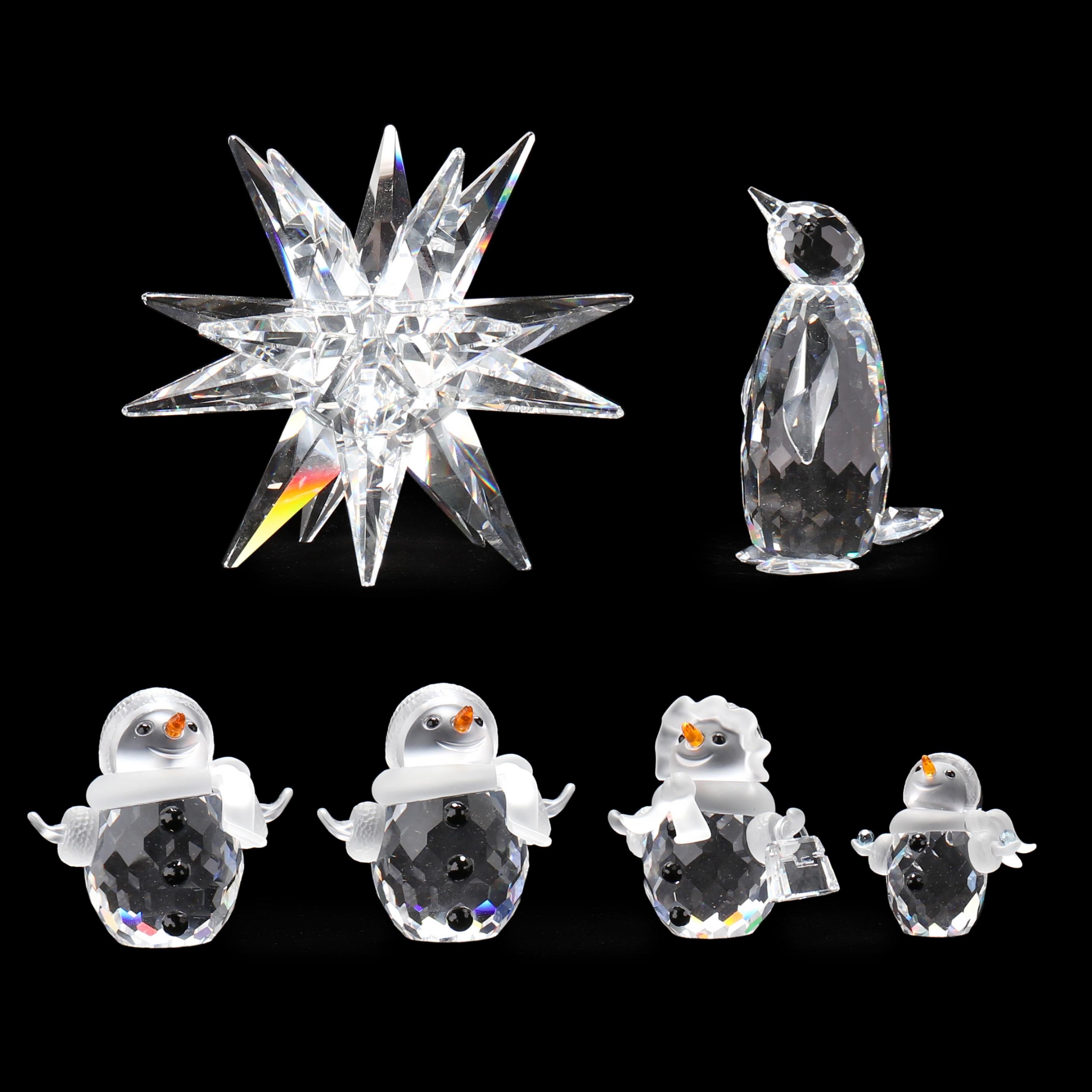 SWAROVSKI 雪だるま クリスタル置物　A042 Swarovski, Collection of Holiday Crystal Figures and Accessories