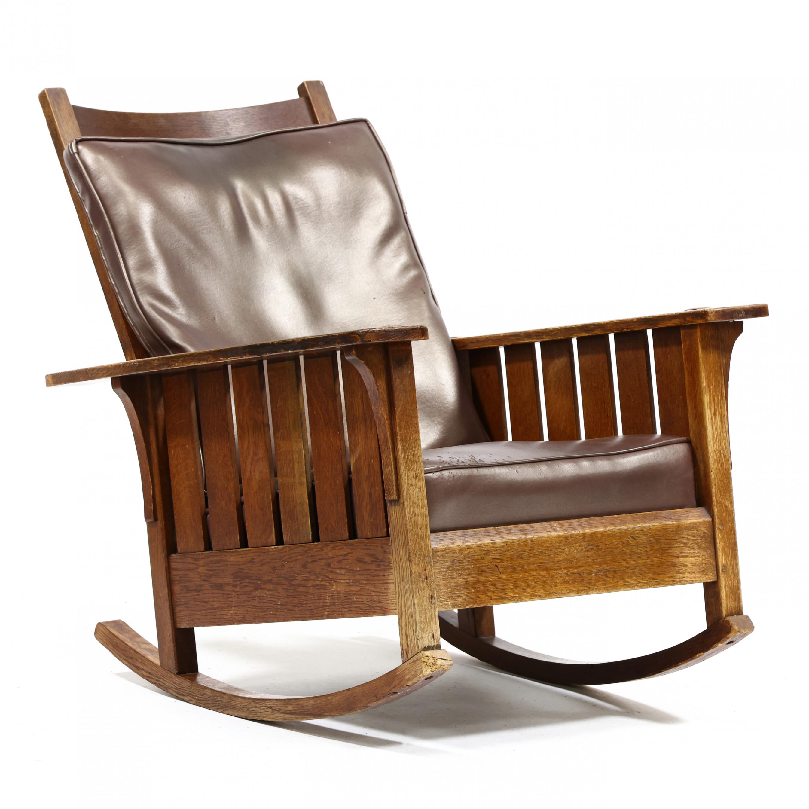 ゆうぎりのお品☆John Chamberlain Choices L. & J.G. Stickley, Mission Oak Rocking Chair (Lot 2140