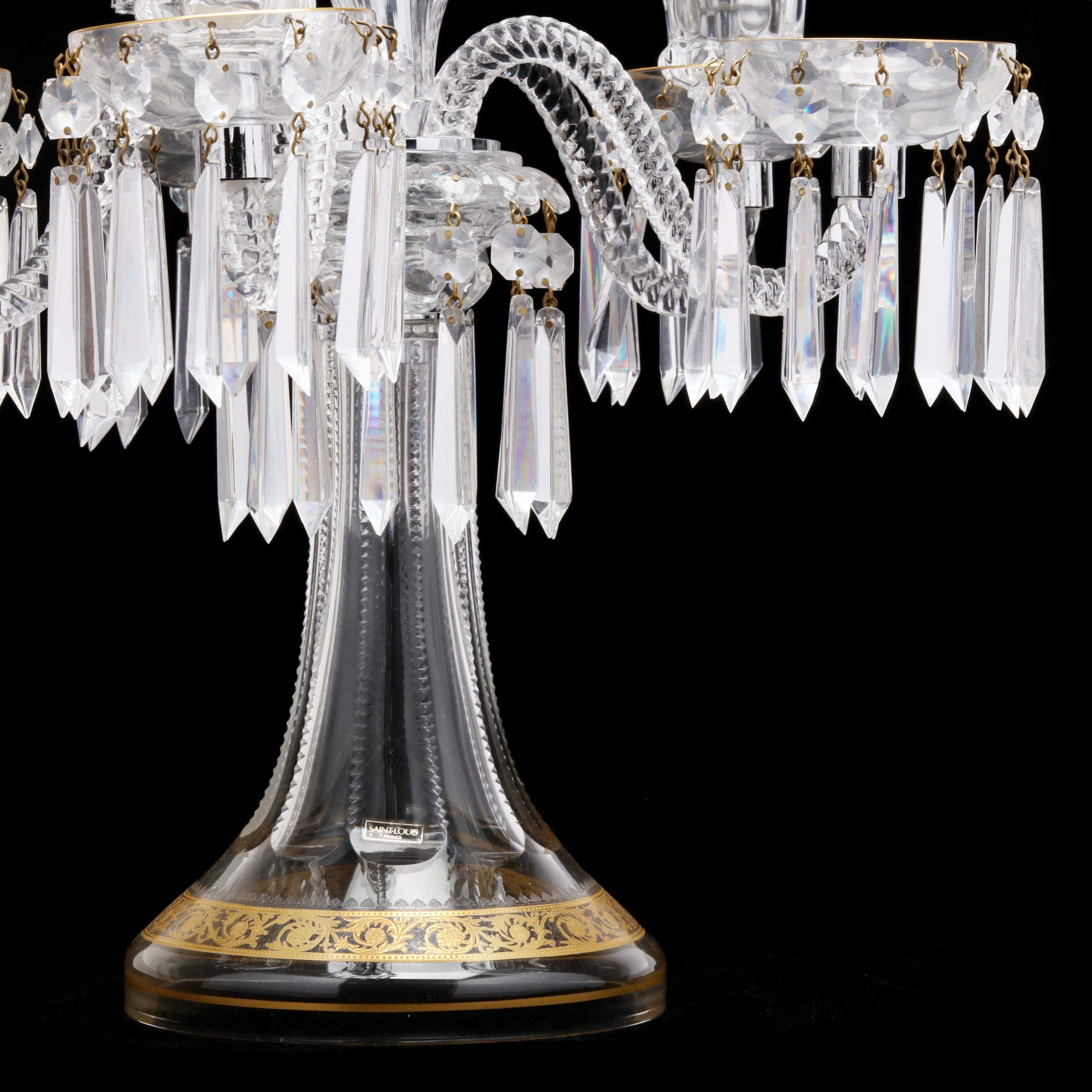 St. Louis, Thistle Gold Crystal Five Light Candelabrum (Lot 6057